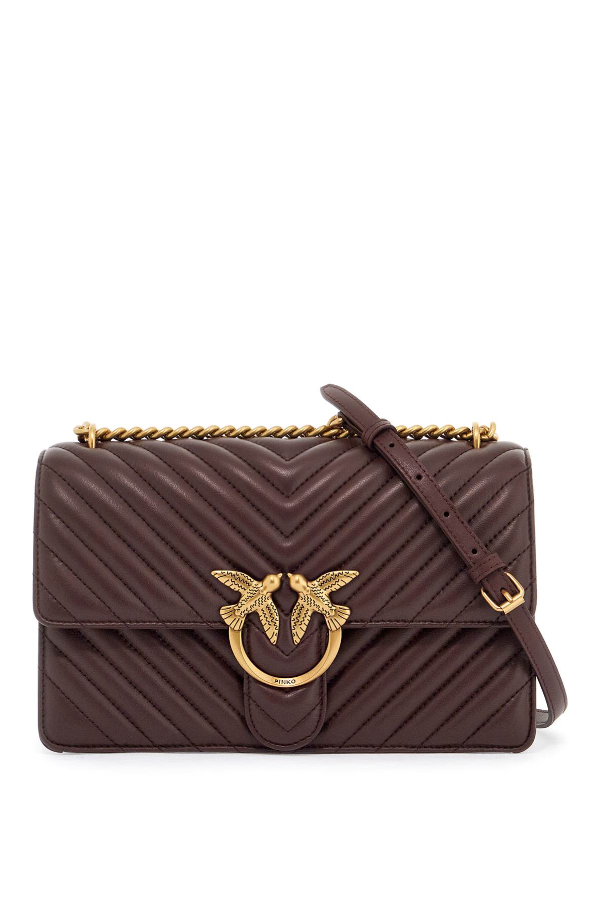 Shop Pinko Classic Love Bag One Bag In Ciocc. Amaro-antique Gold (purple)