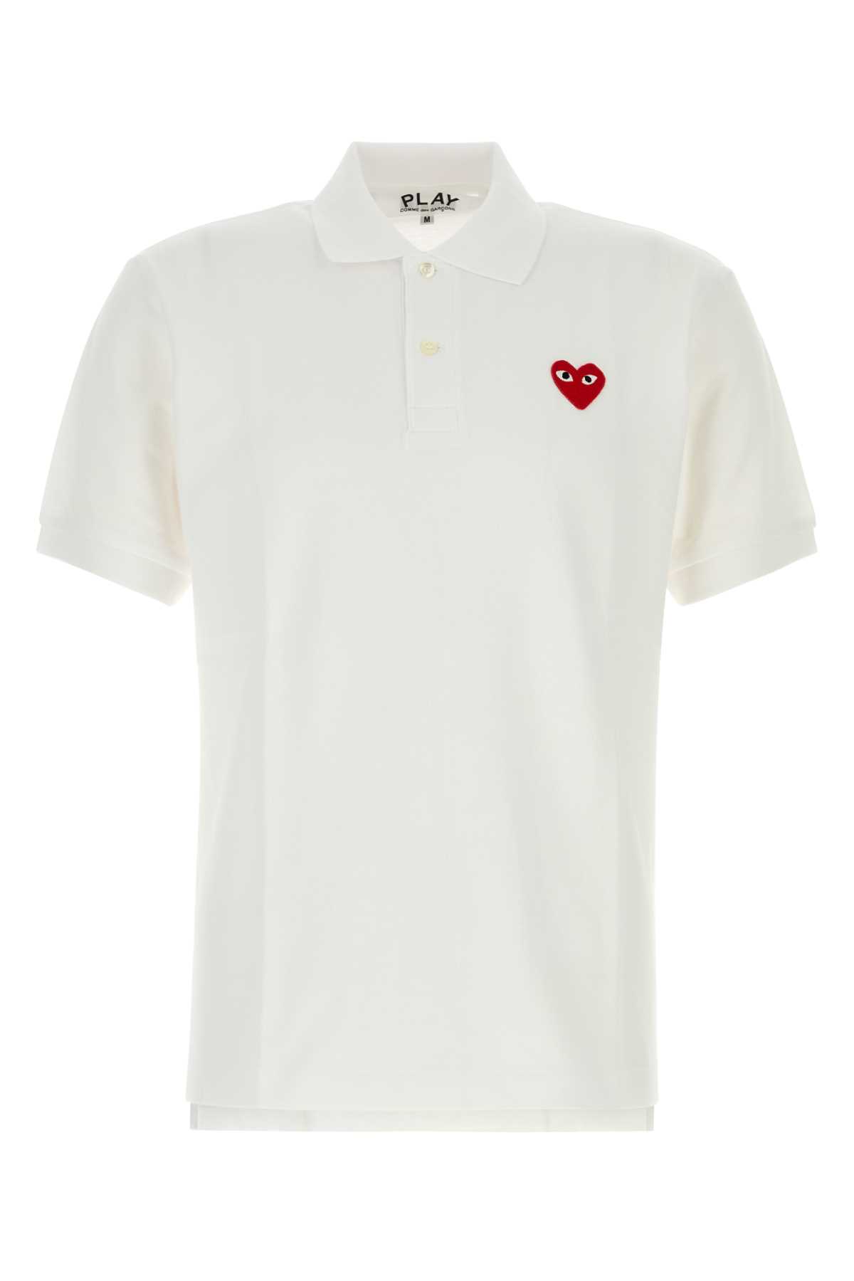 Comme des Garçons Play White Piquet Polo Shirt