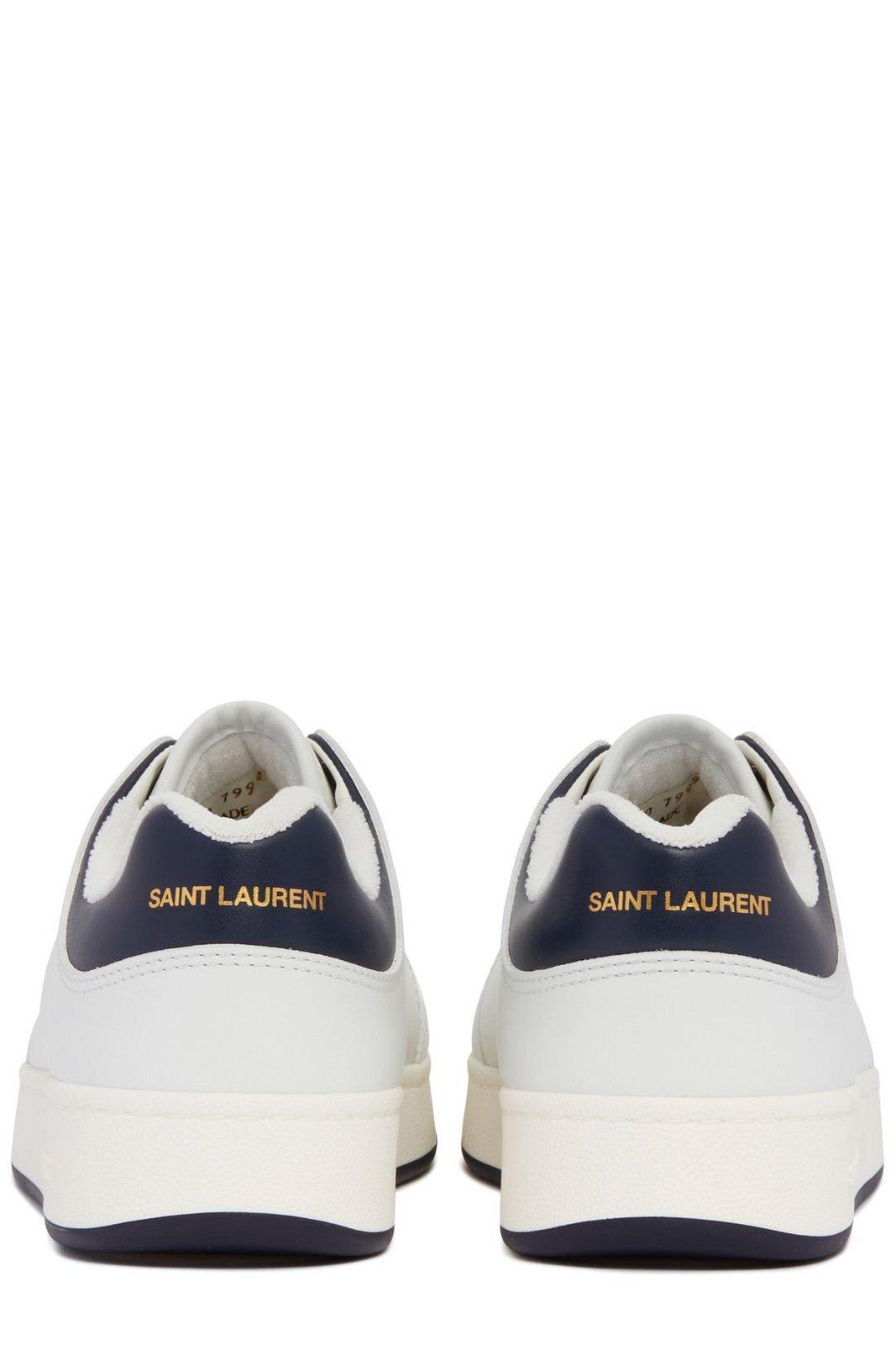 Shop Saint Laurent Sl/61 Lace-up Sneakers In Bianco