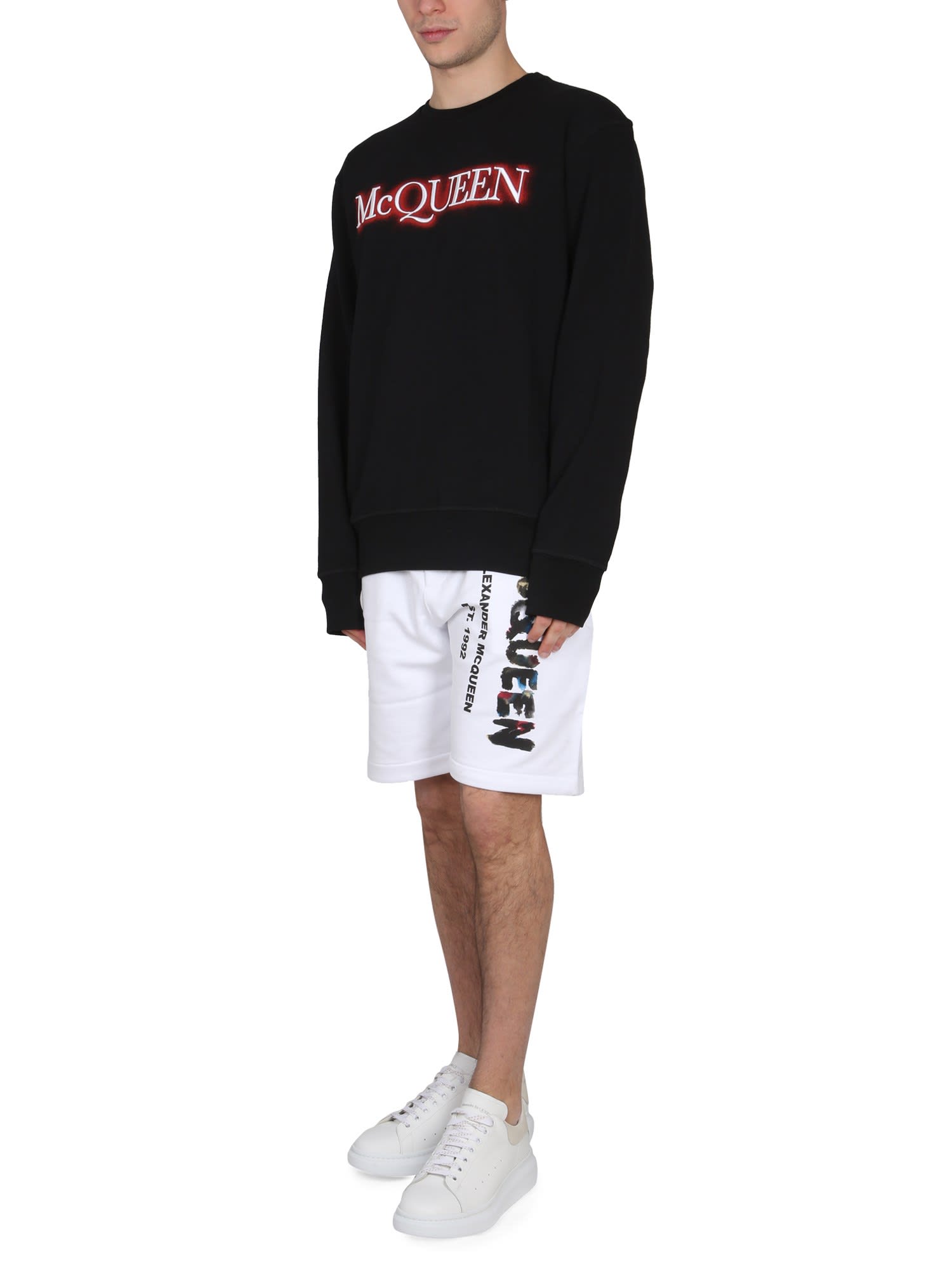 Alexander Mcqueen Spray Effect Logo Sweatshirt In Black