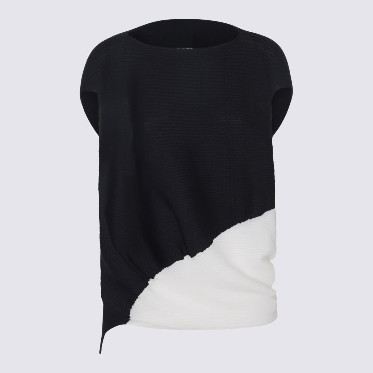 Shop Issey Miyake Black And White Top In Dk Navy X White