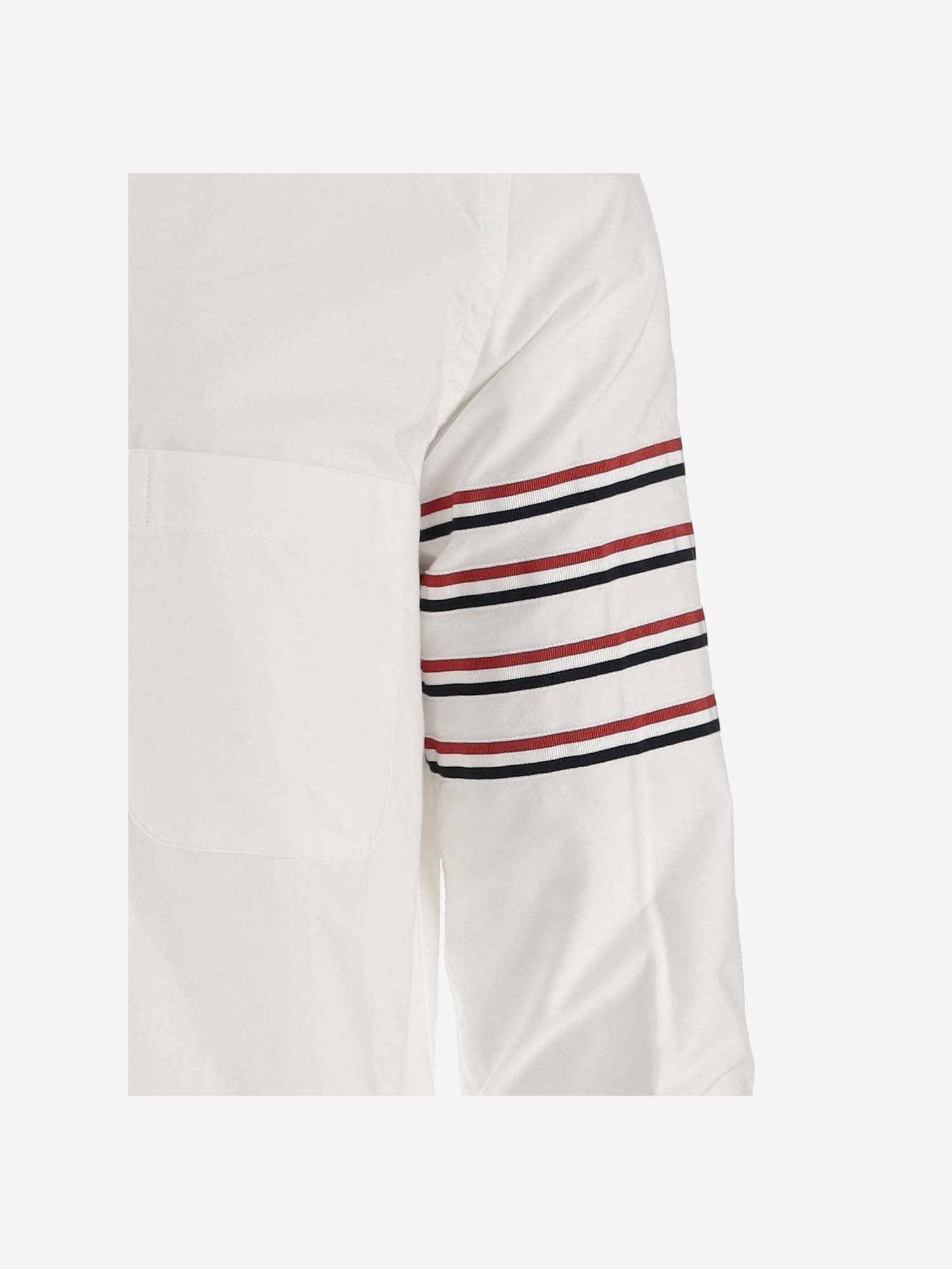 Shop Thom Browne 4 Bar Tricolor Cotton Shirt In White