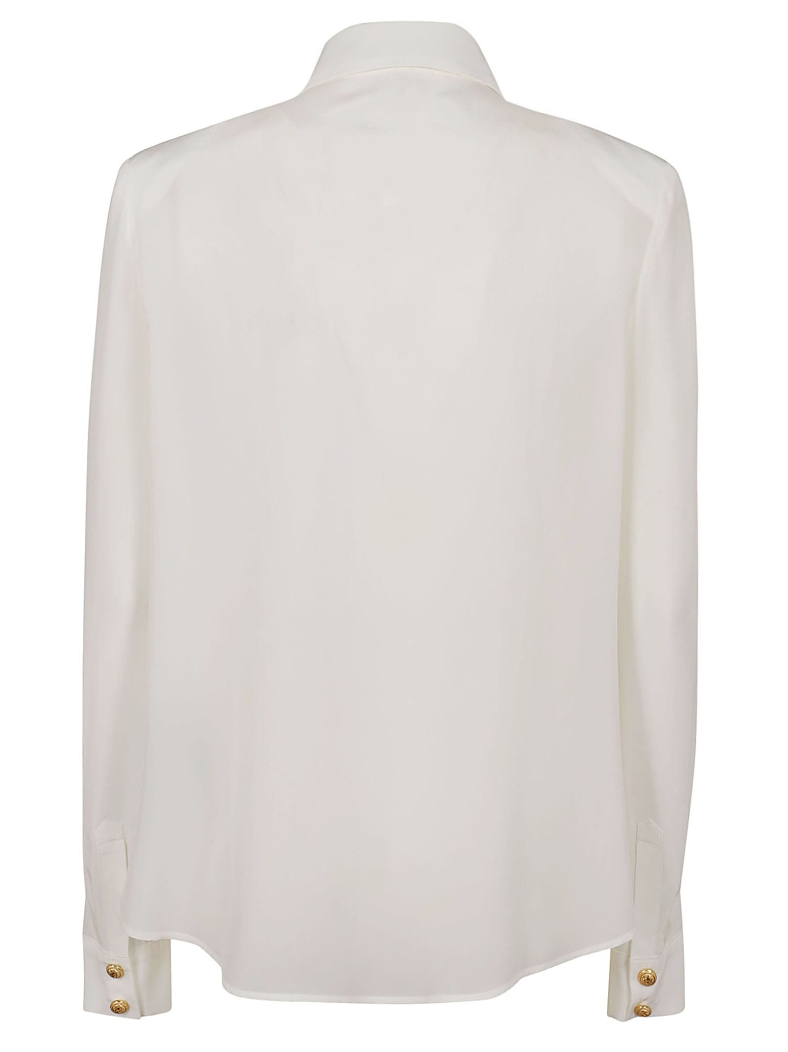 Shop Balmain 2 Pkts Crepe De Chine Buttoned Shirt In Fa Blanc