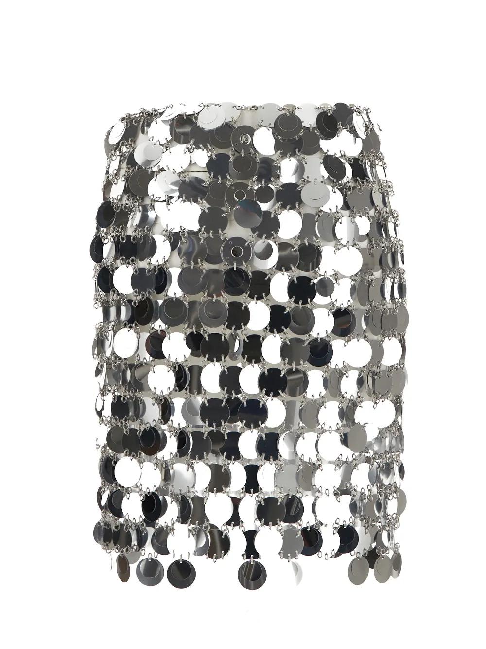 Shop Rabanne Sequin-embellished Mini Skirt In Silver