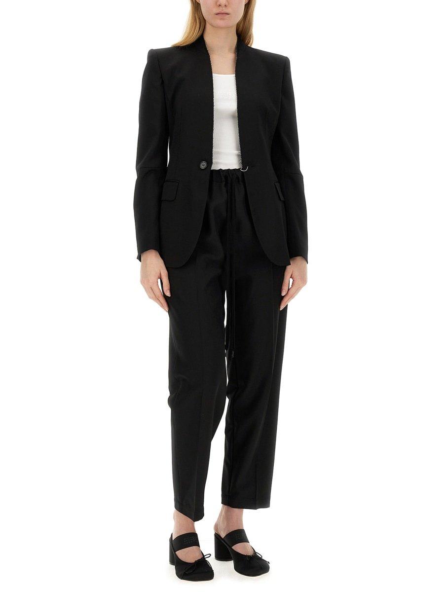 Shop Mm6 Maison Margiela Tapered Tailored Trousers In Black