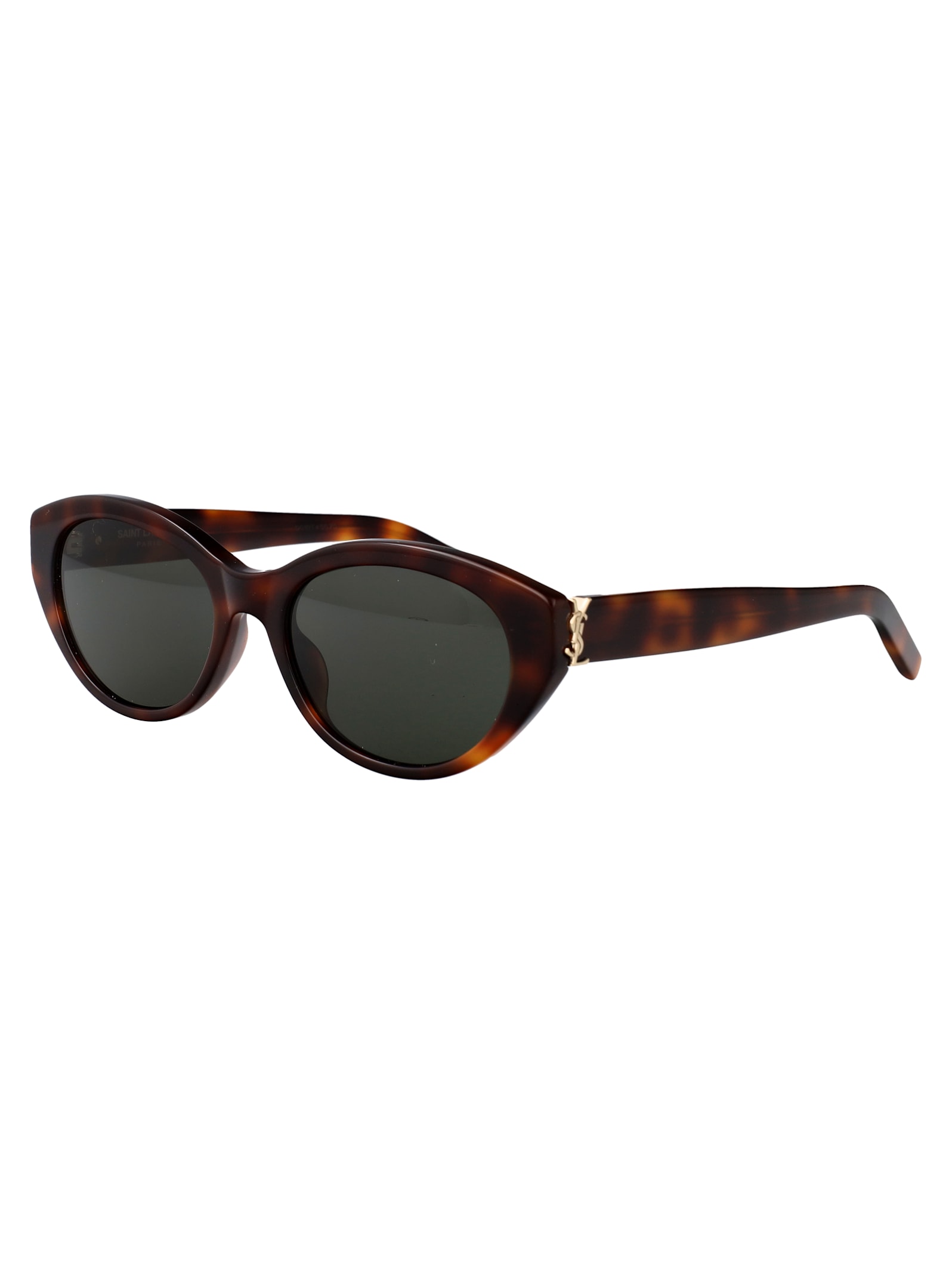 Saint Laurent Havana-havana-grey Recycled Acetate Sunglasses In Gray
