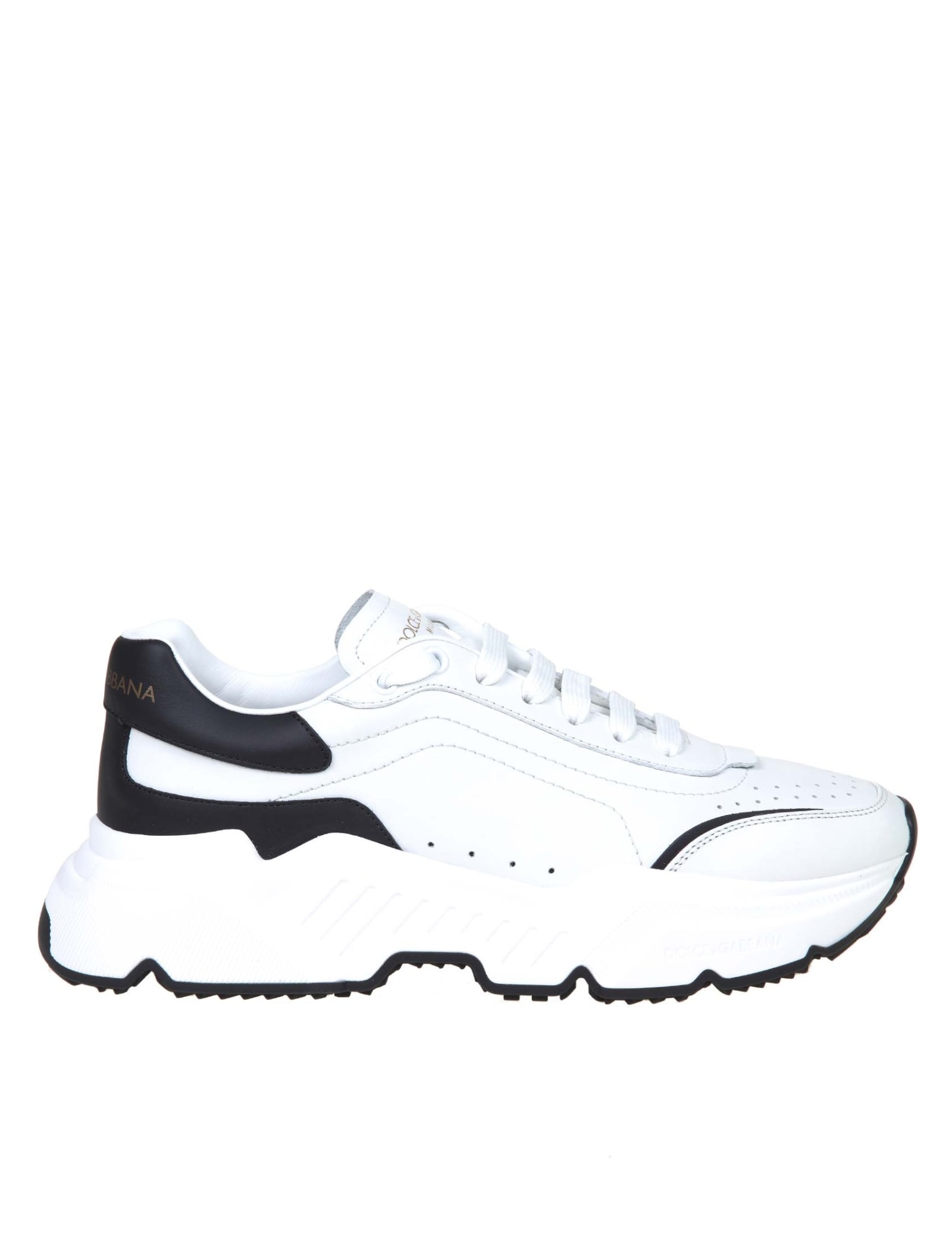 Dolce & Gabbana Daymaster Sneakers In White / Black Leather