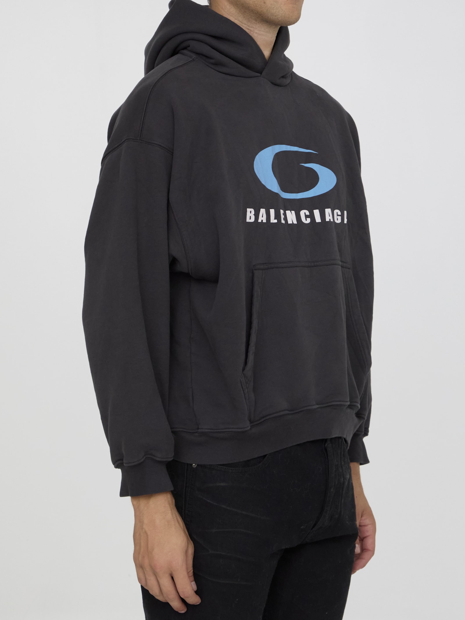 Shop Balenciaga Loop Sports Icon Hoodie In Black