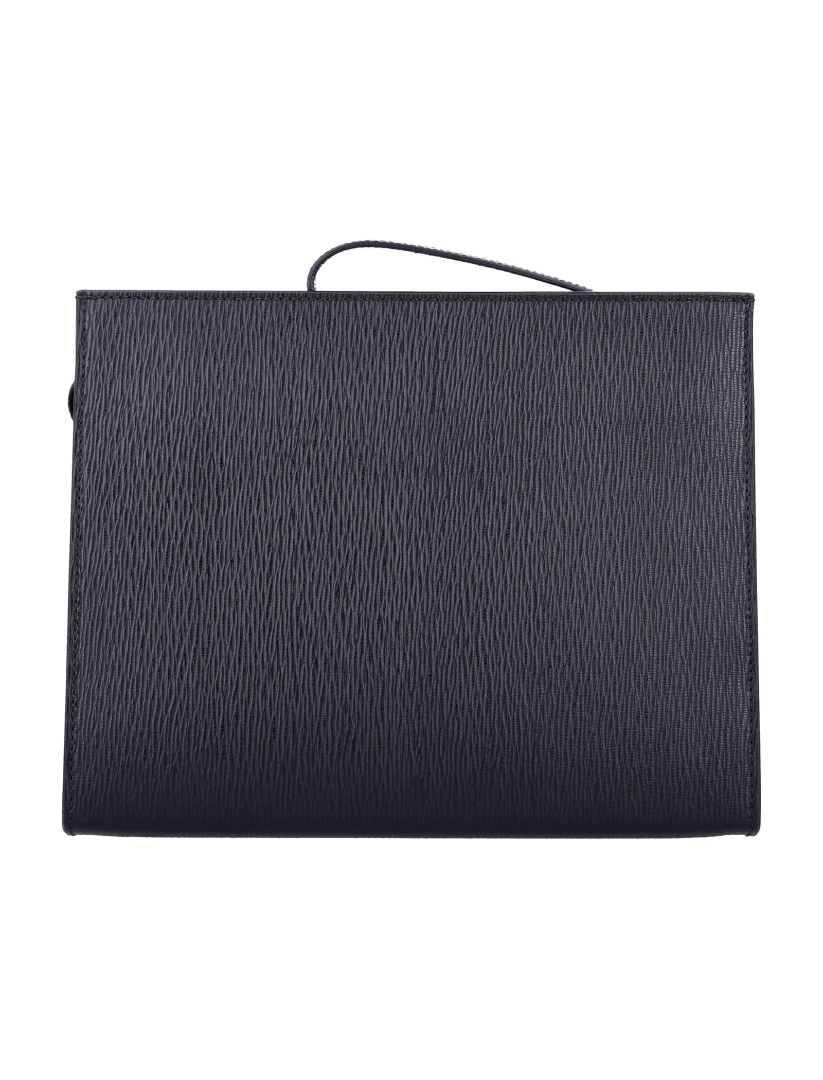 Shop Ferragamo Revival Gancio Pouch Bag In Nero