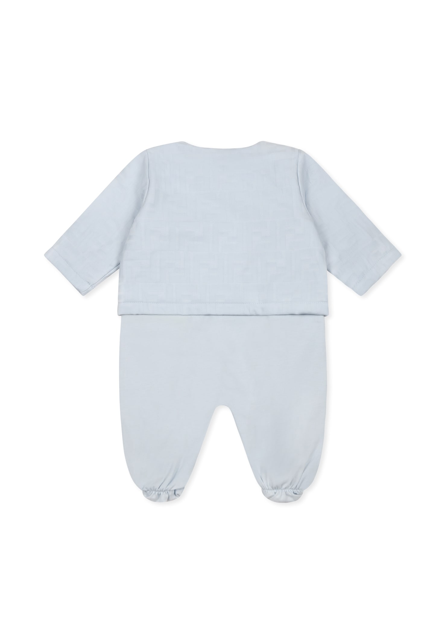 Fendi Light Blue Babygrow Set For Baby Boy With Ff In Light Blue