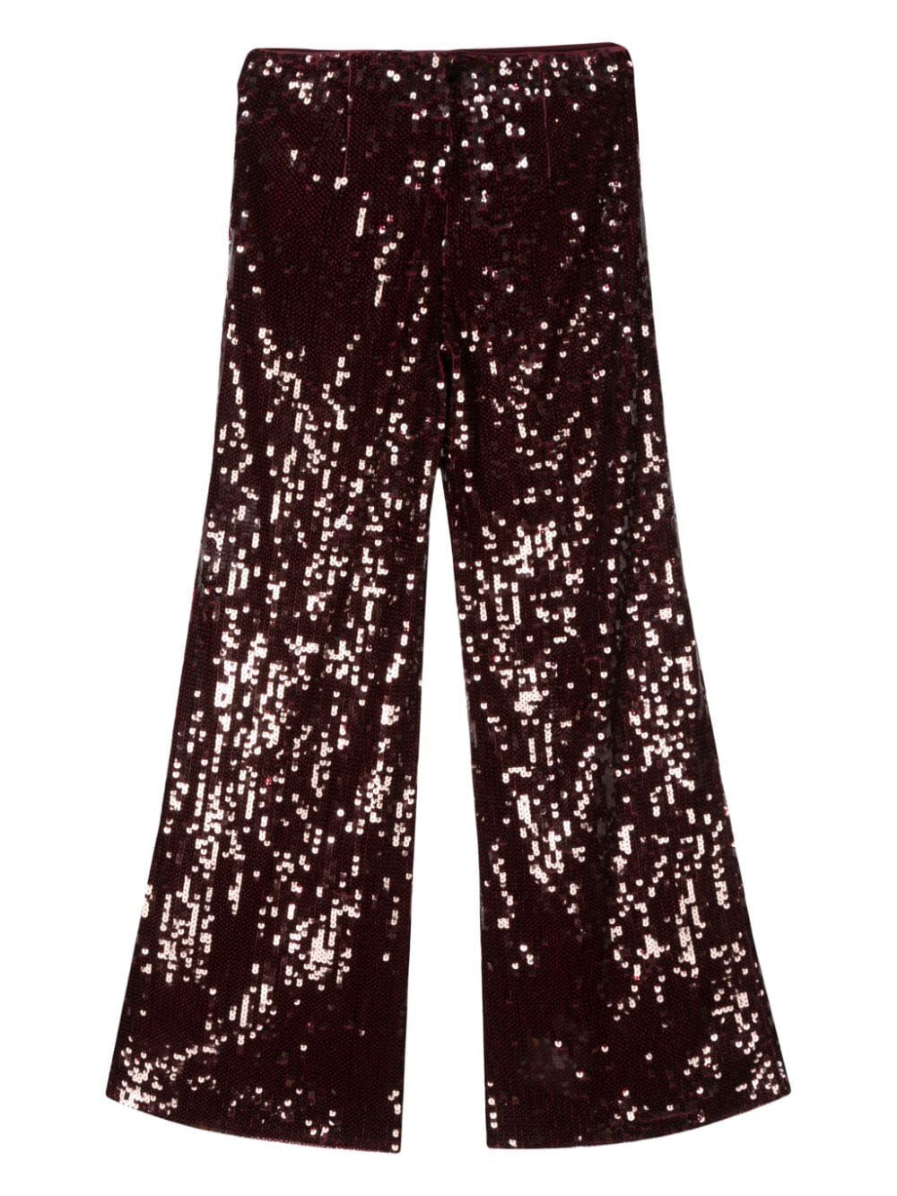 Shop Rotate Birger Christensen Sequins Low Waist Pants In Zinfandel