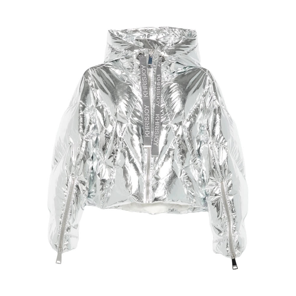 Khrisjoy Silver Quilted Hooded Jacket In Silver