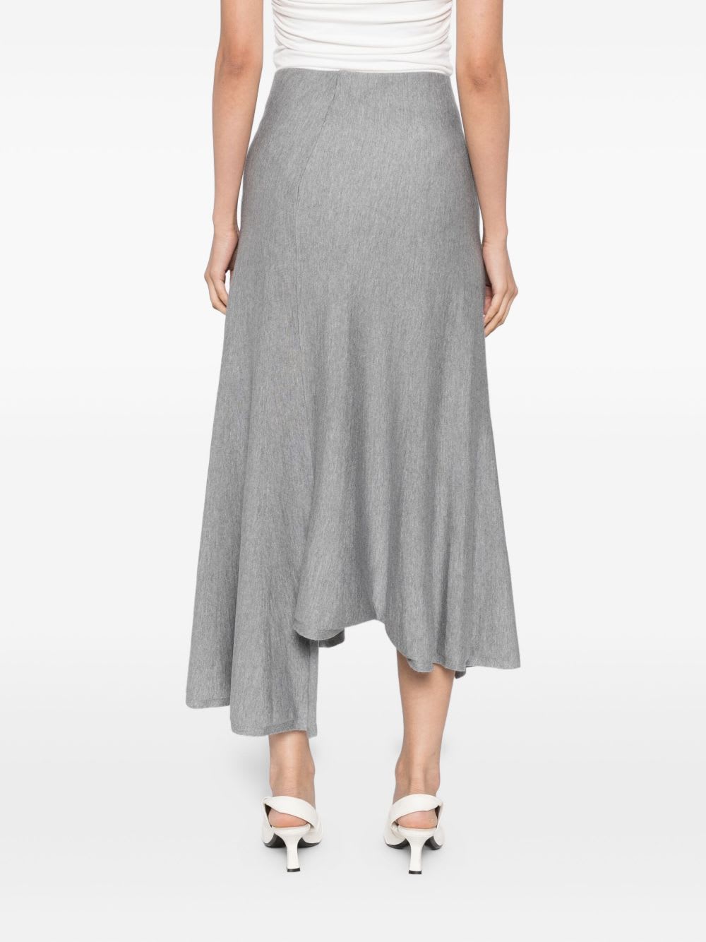 Khaite Miranda Wool Midi Skirt In Gray