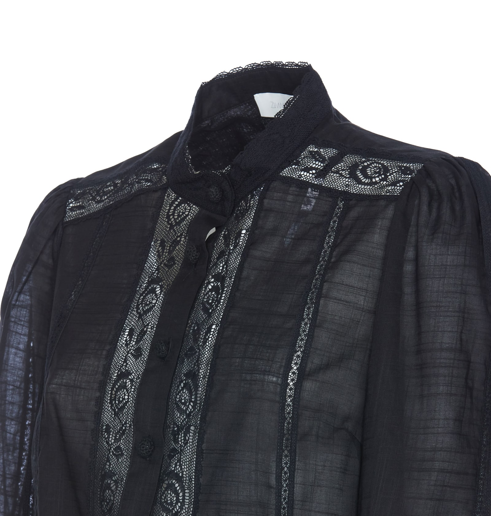 Shop Zimmermann Halliday Lace Trim Shirt In Black