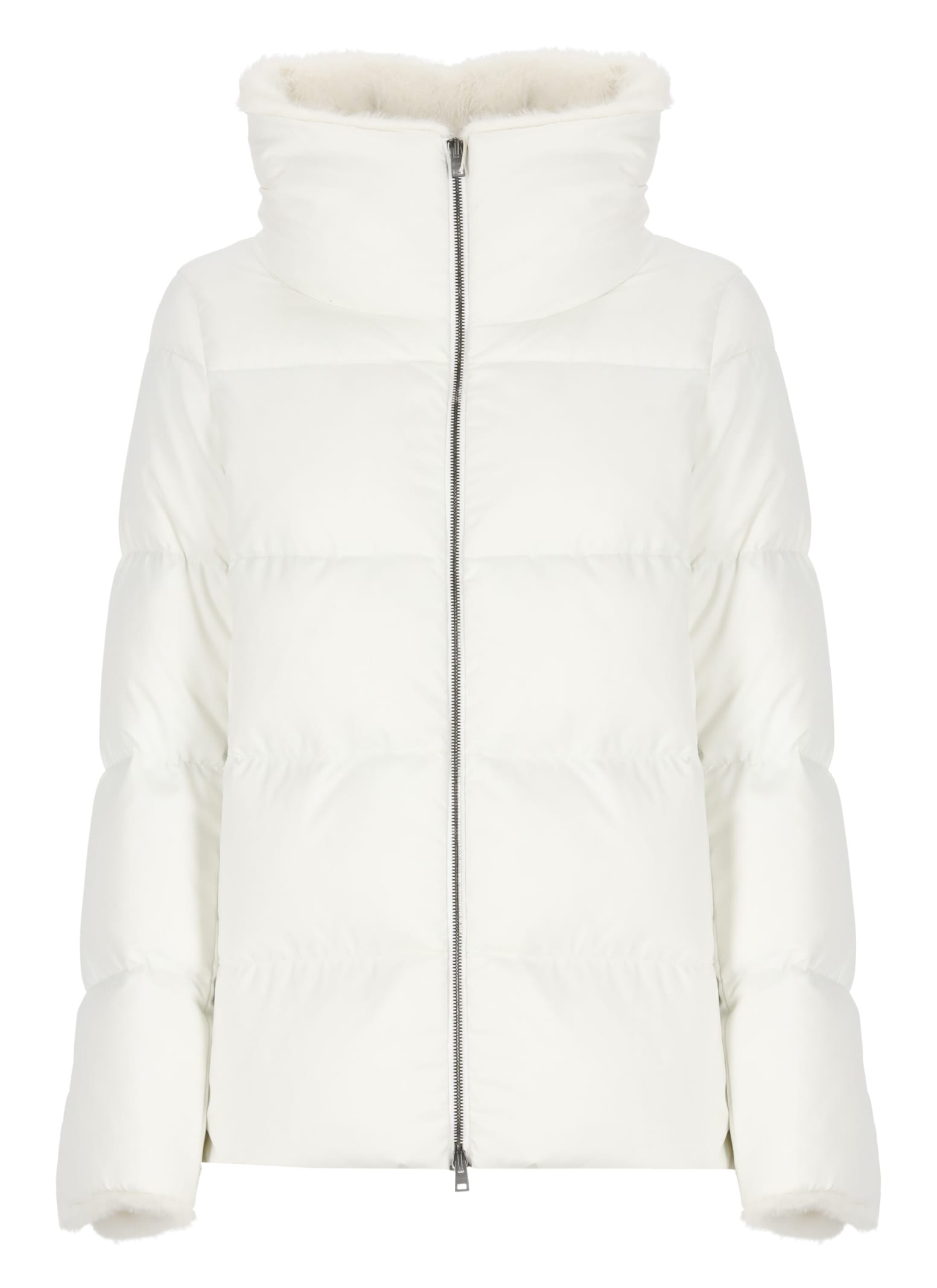 Shop Herno Quilted Down Jacket In White