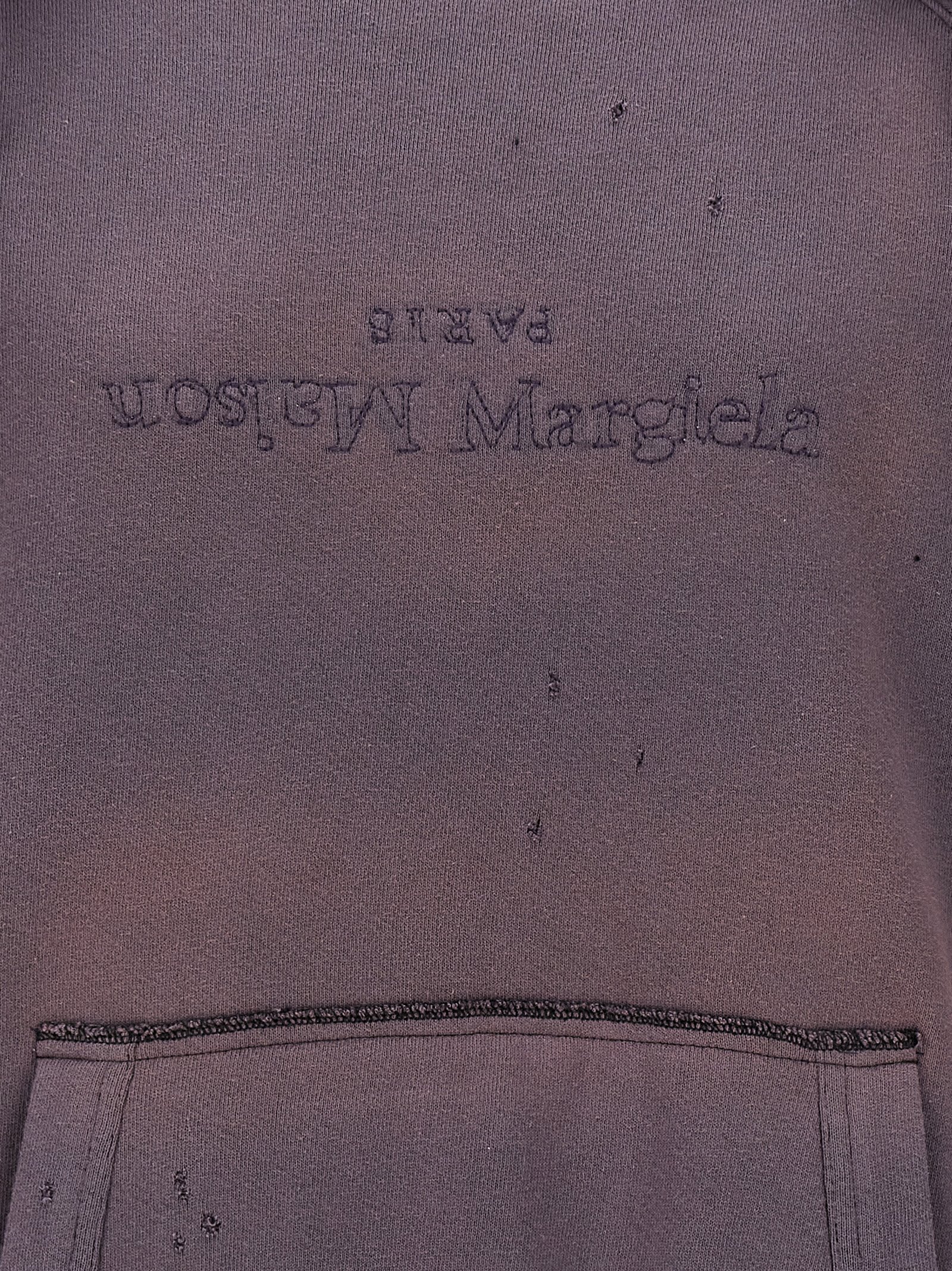 Shop Maison Margiela Logo Reverse Hoodie In Purple