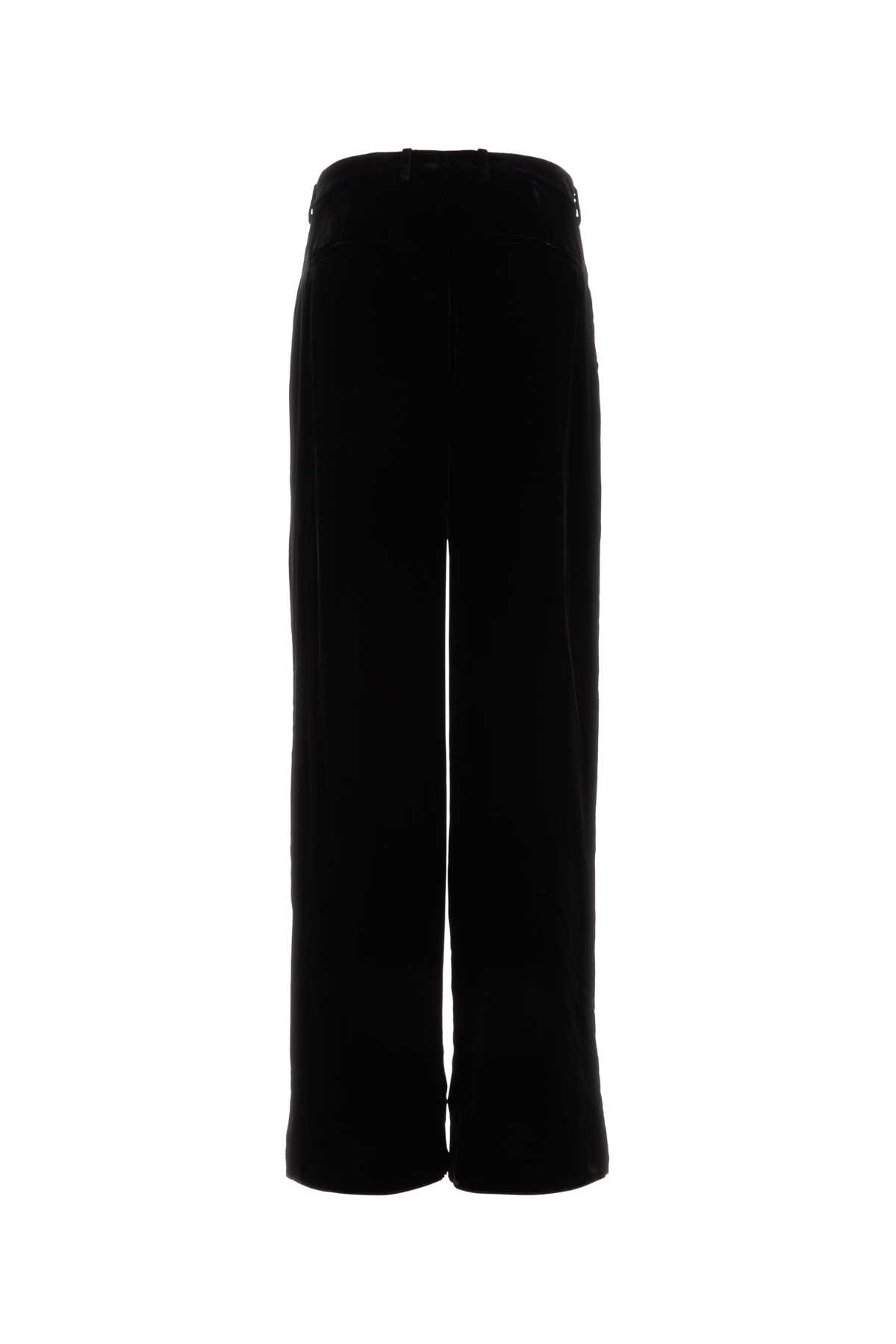 Saint Laurent Black Velvet Pants In Noir
