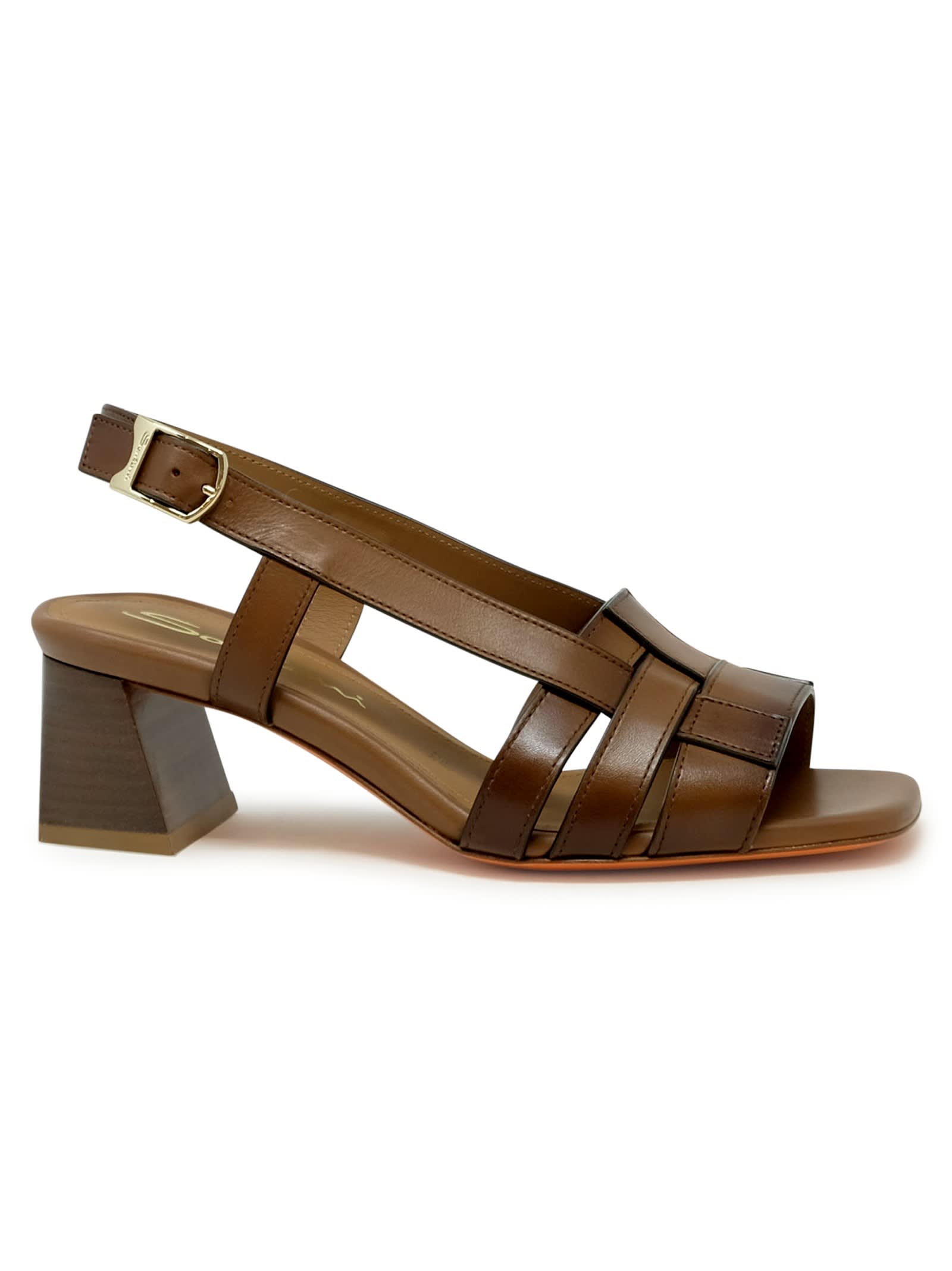 Brown Leather Slingback Sandal