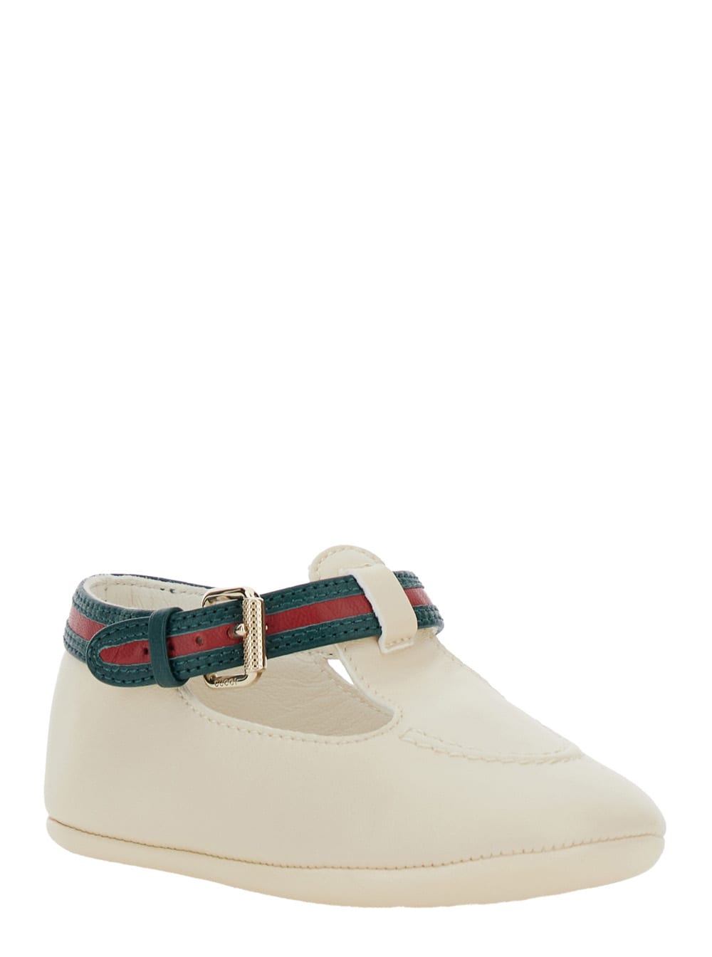 Gucci White Loafers With Web Detail In Leather Boy In White