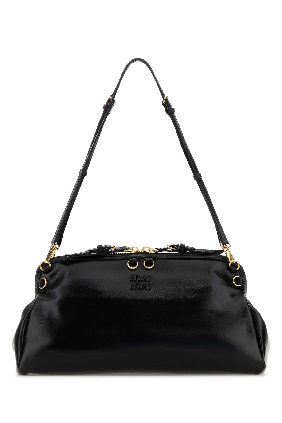 Miu Miu Leather Shoulder Bag Adjustable Strap In Black