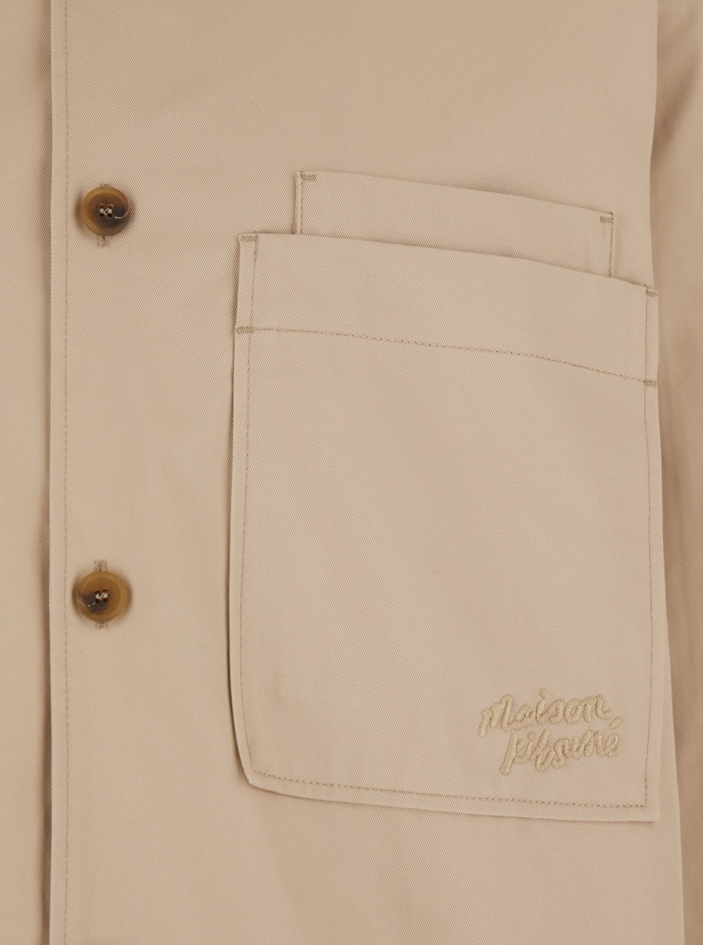 Shop Maison Kitsuné Beige Overshirt With Pockets In Cotton Man