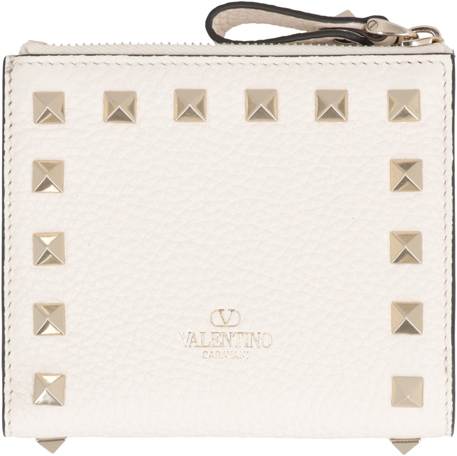 Valentino Garavani - Rockstud Small Leather Flap-over Wallet In Ivory