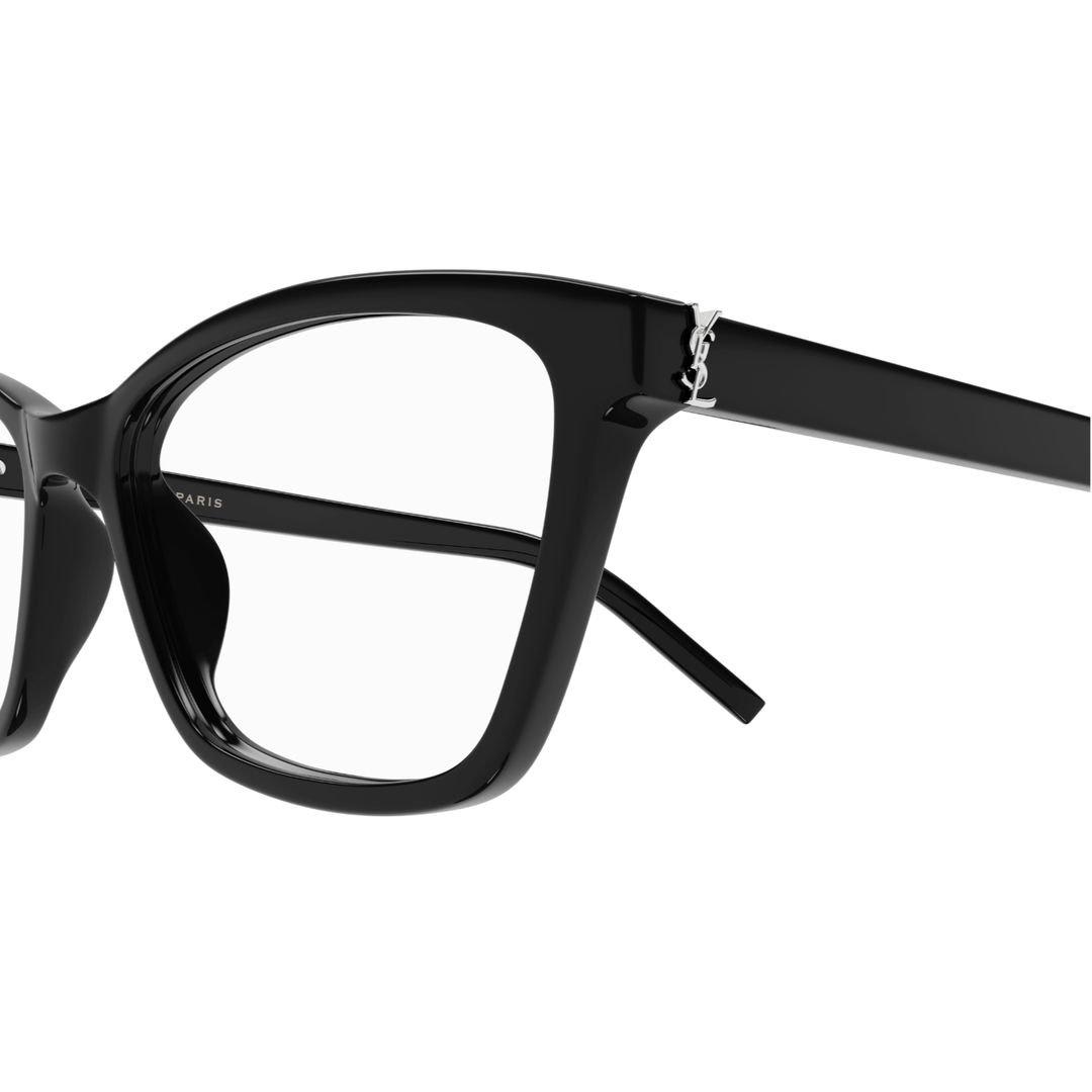 Saint Laurent Square Frame Glasses In 005 Black Black Transpare