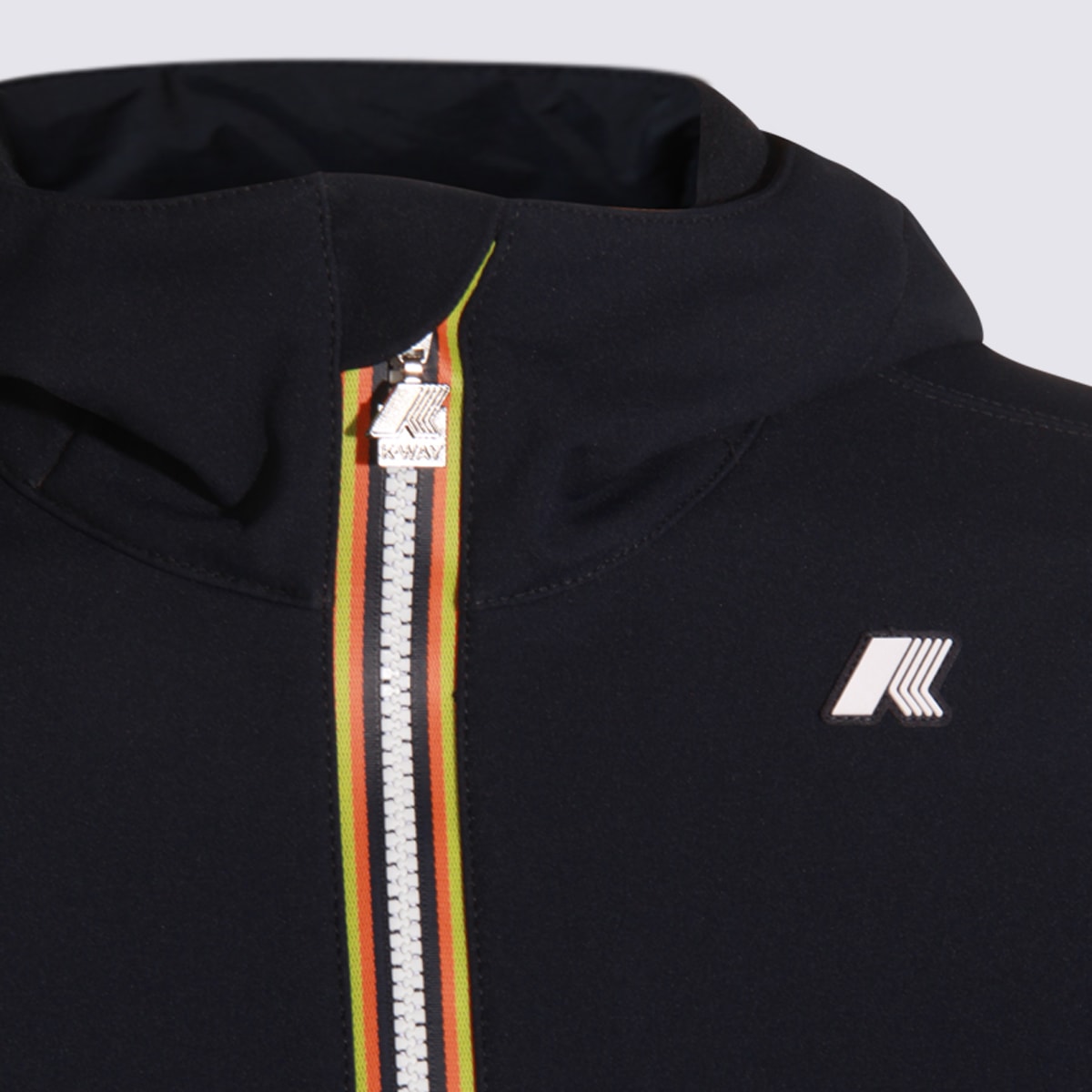 K-way Waterproof Midnight Blue Jacket With Front Zip And Hood In Blue