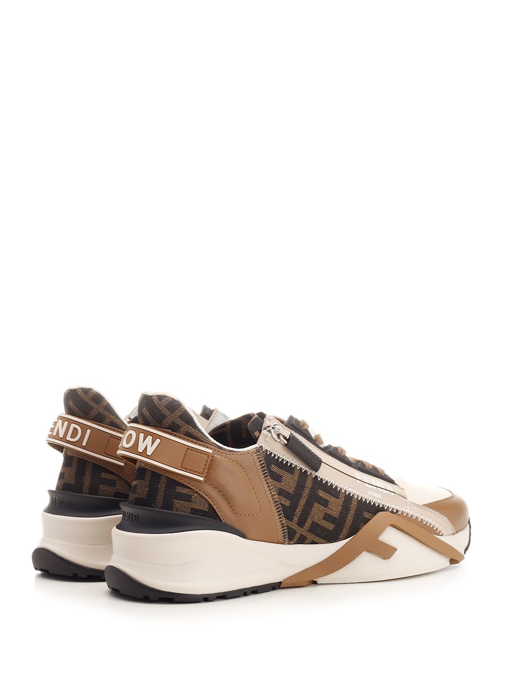 Shop Fendi Flow Sneakers In Beige