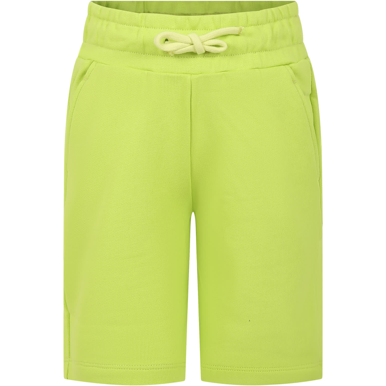 Dondup Kids' Acid Green Shorts For Boy With Logo In Yellow
