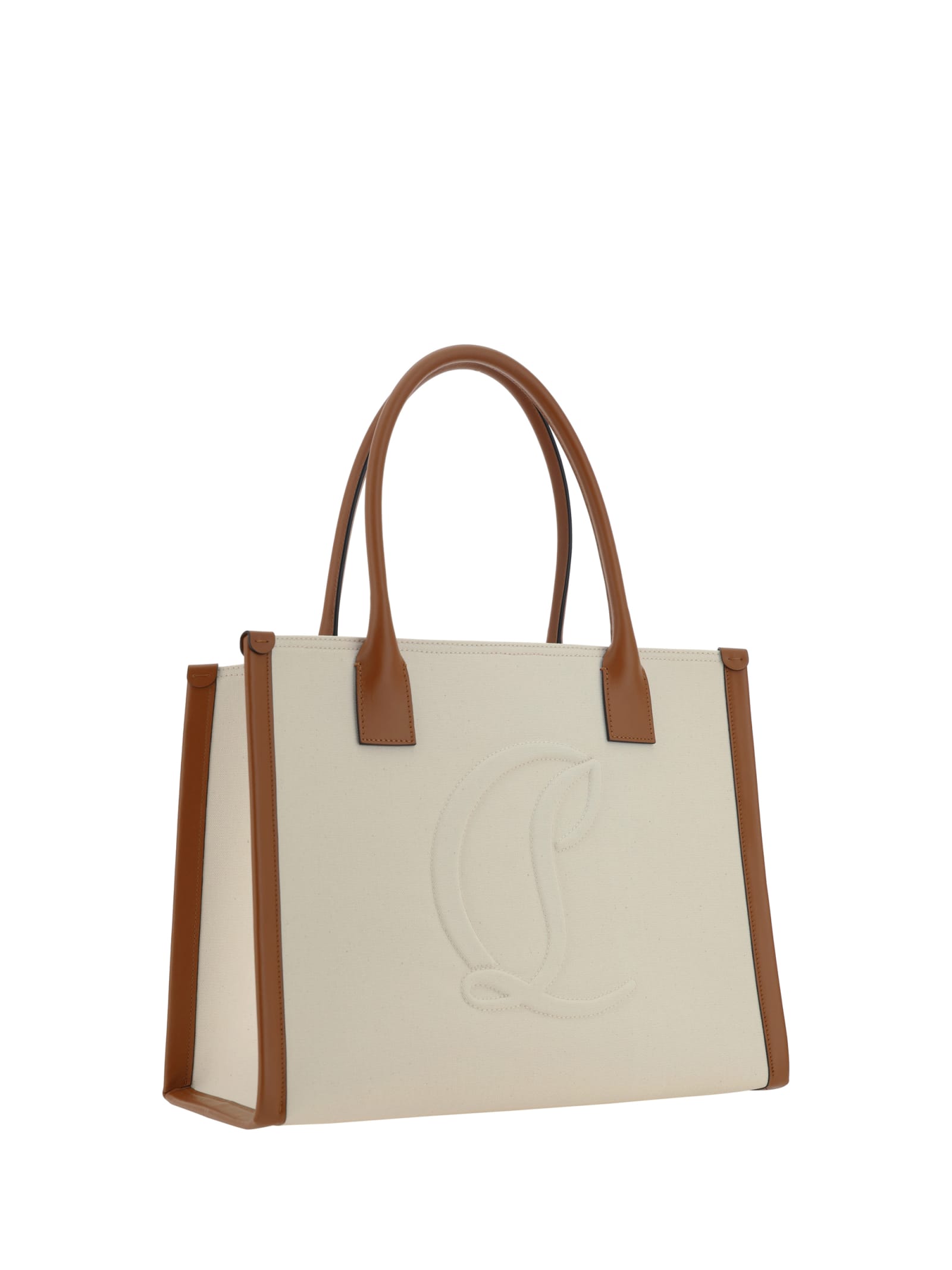 Shop Christian Louboutin By My Side Large Handbag In Natural/cuoio