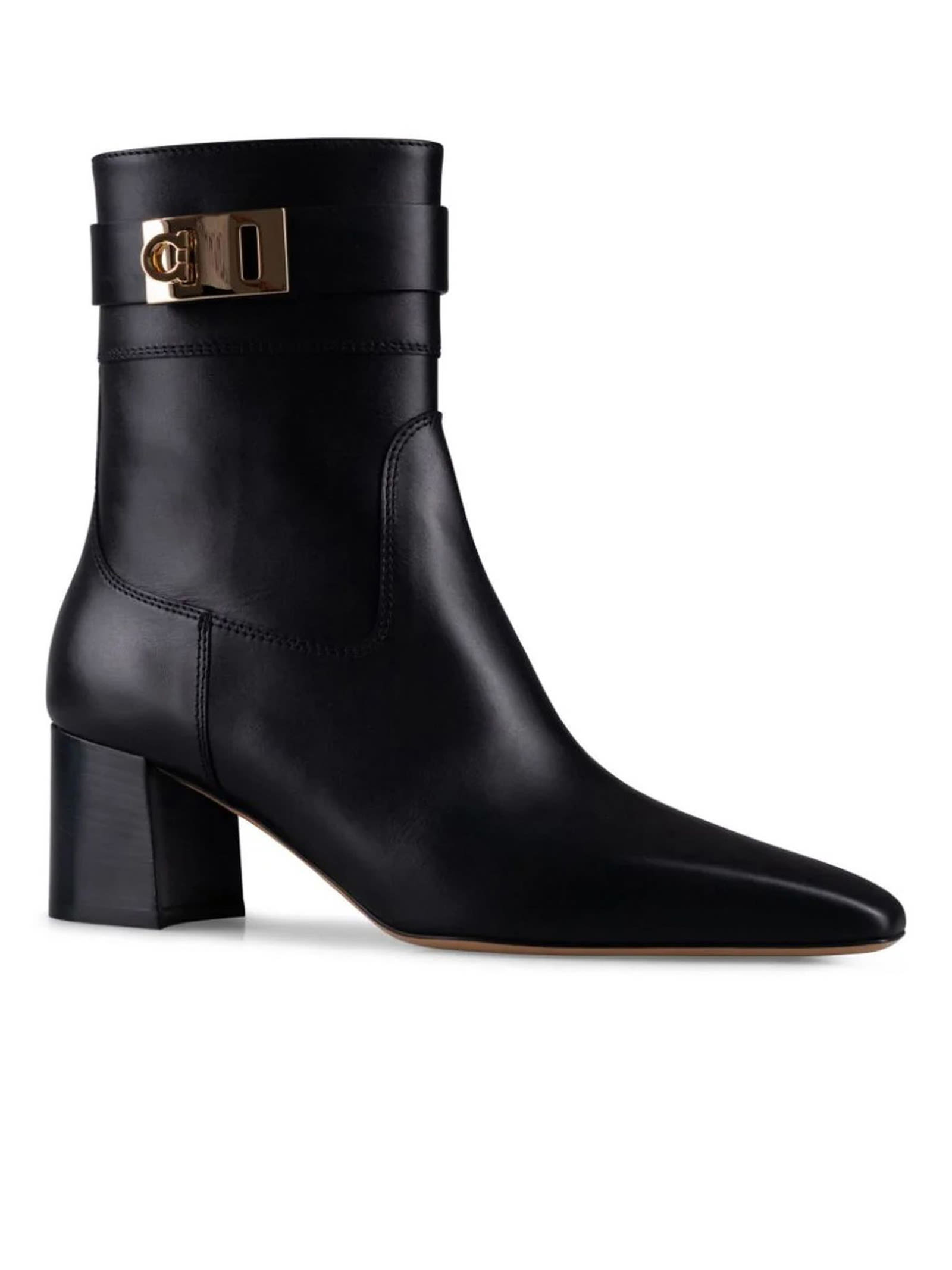 Shop Ferragamo Black Calf Leather Rol Boots