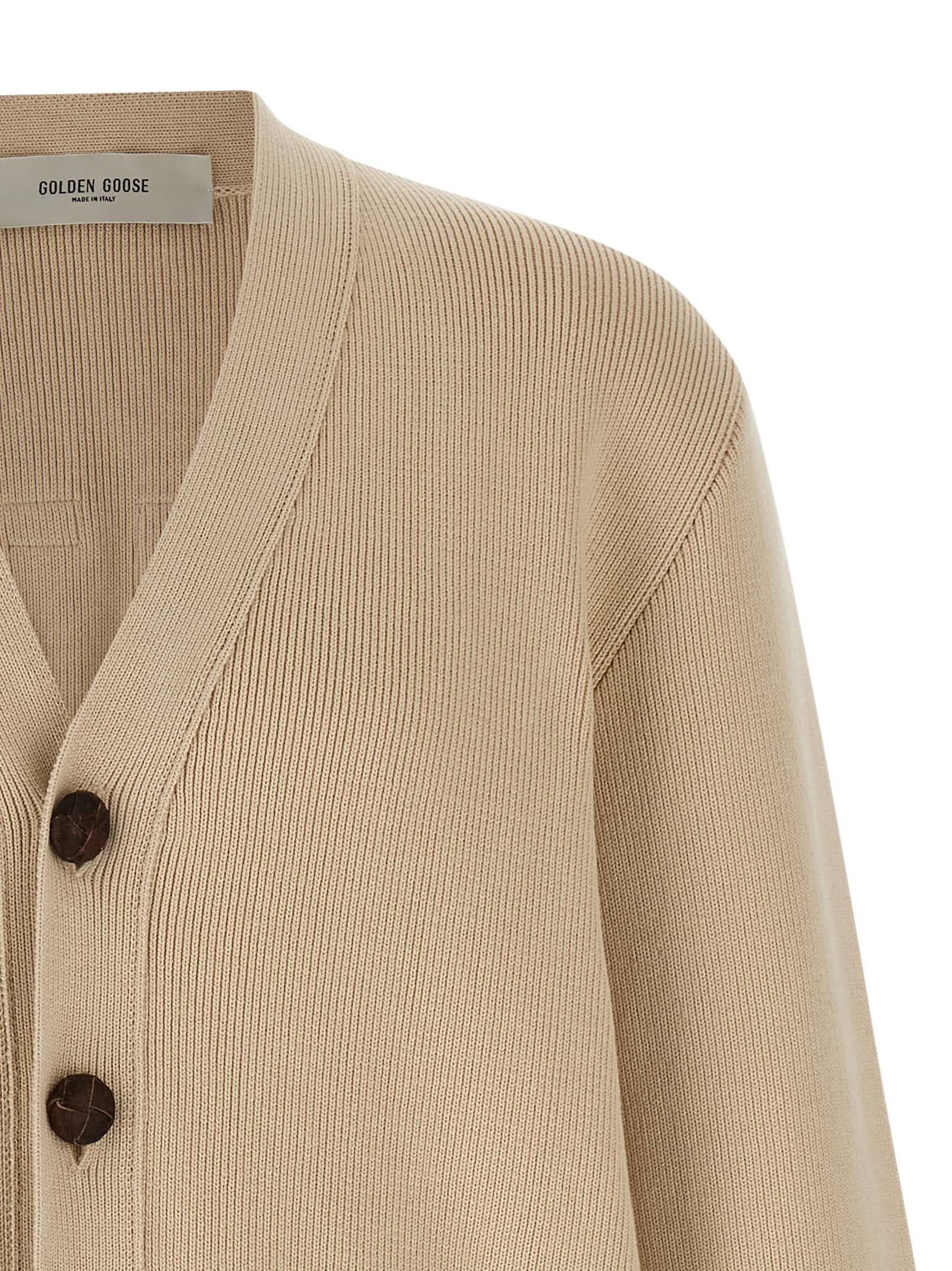 Golden Goose Beige Darryl Textured Cardigan Sweater In Nude