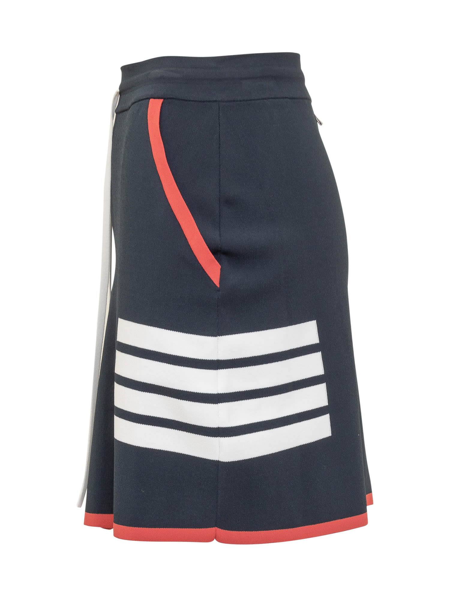 Shop Thom Browne 4-bar Pleated Mini Skirt In Navy