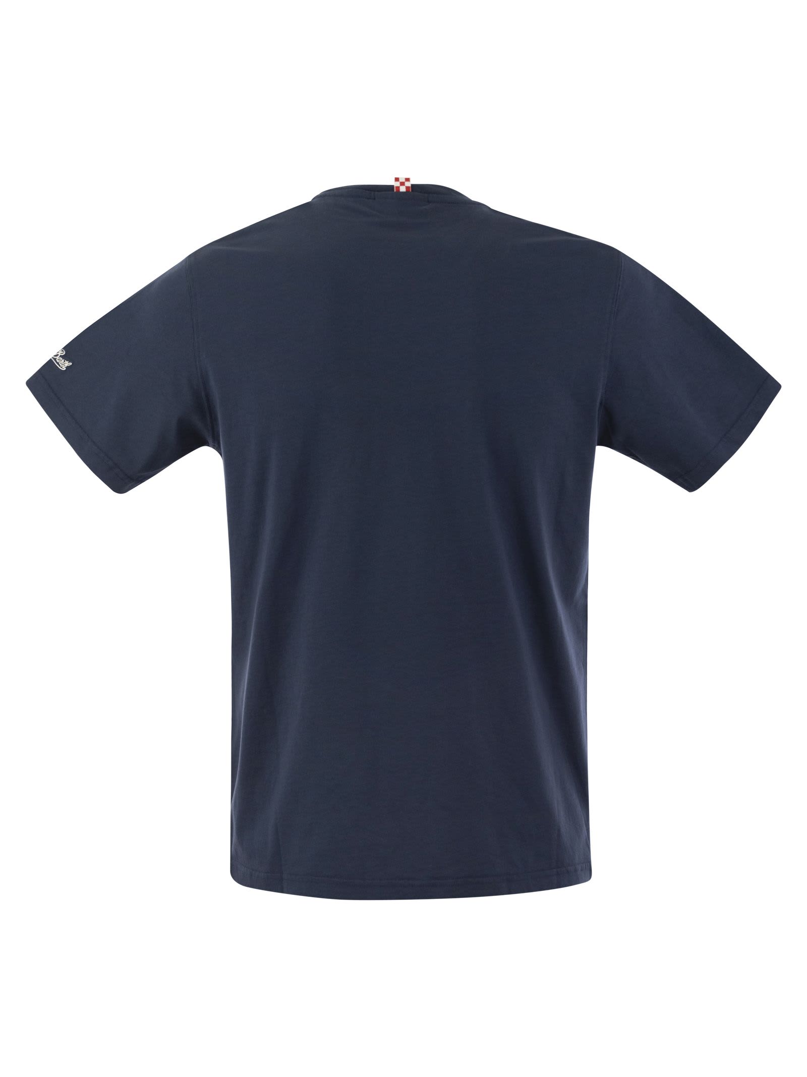 Shop Mc2 Saint Barth T-shirt With Chest Print In Blue
