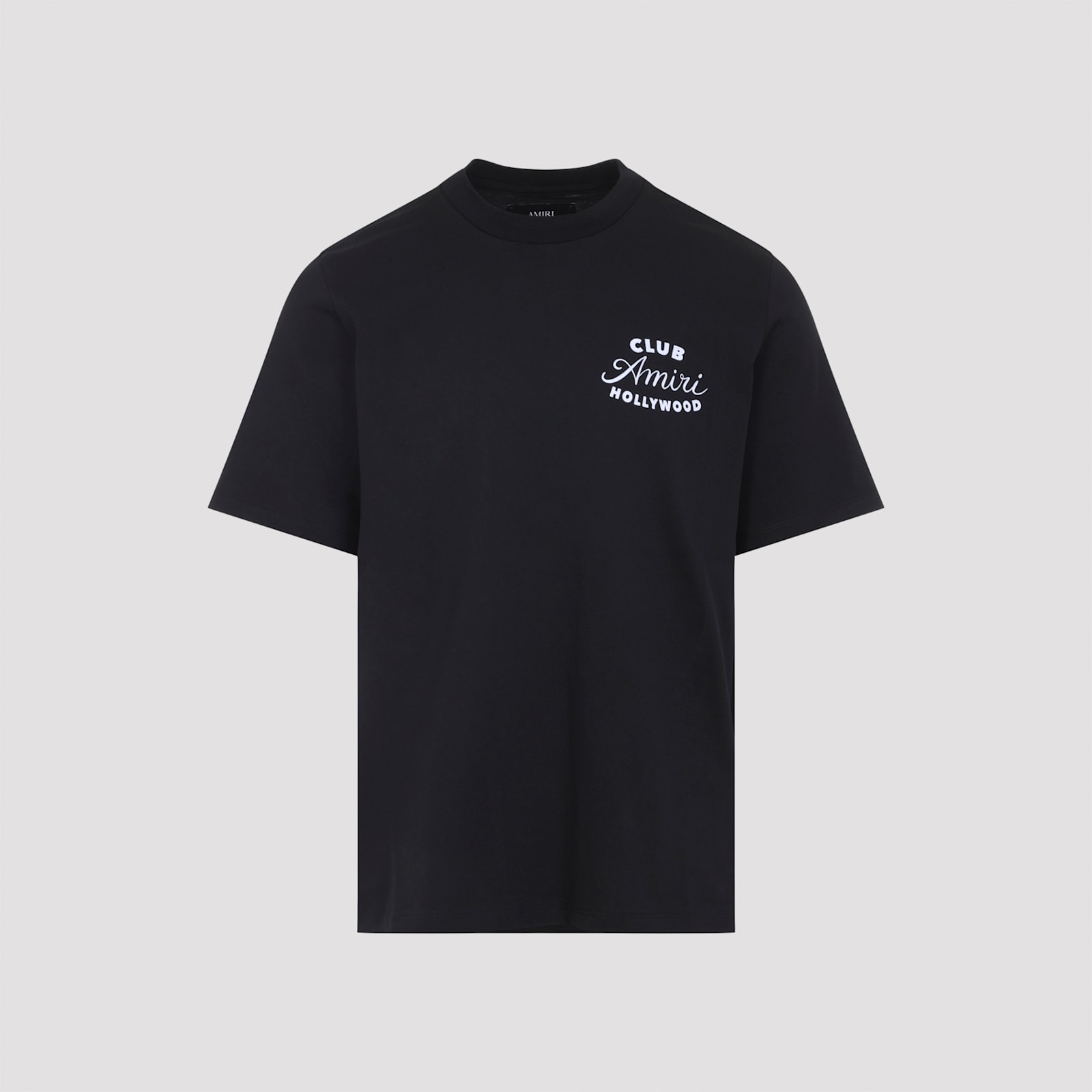 Amiri Black Crewneck T-shirt With Logo Lettering On The Front And Maxi Logo Print On The Rear In Cotton Ma In Black