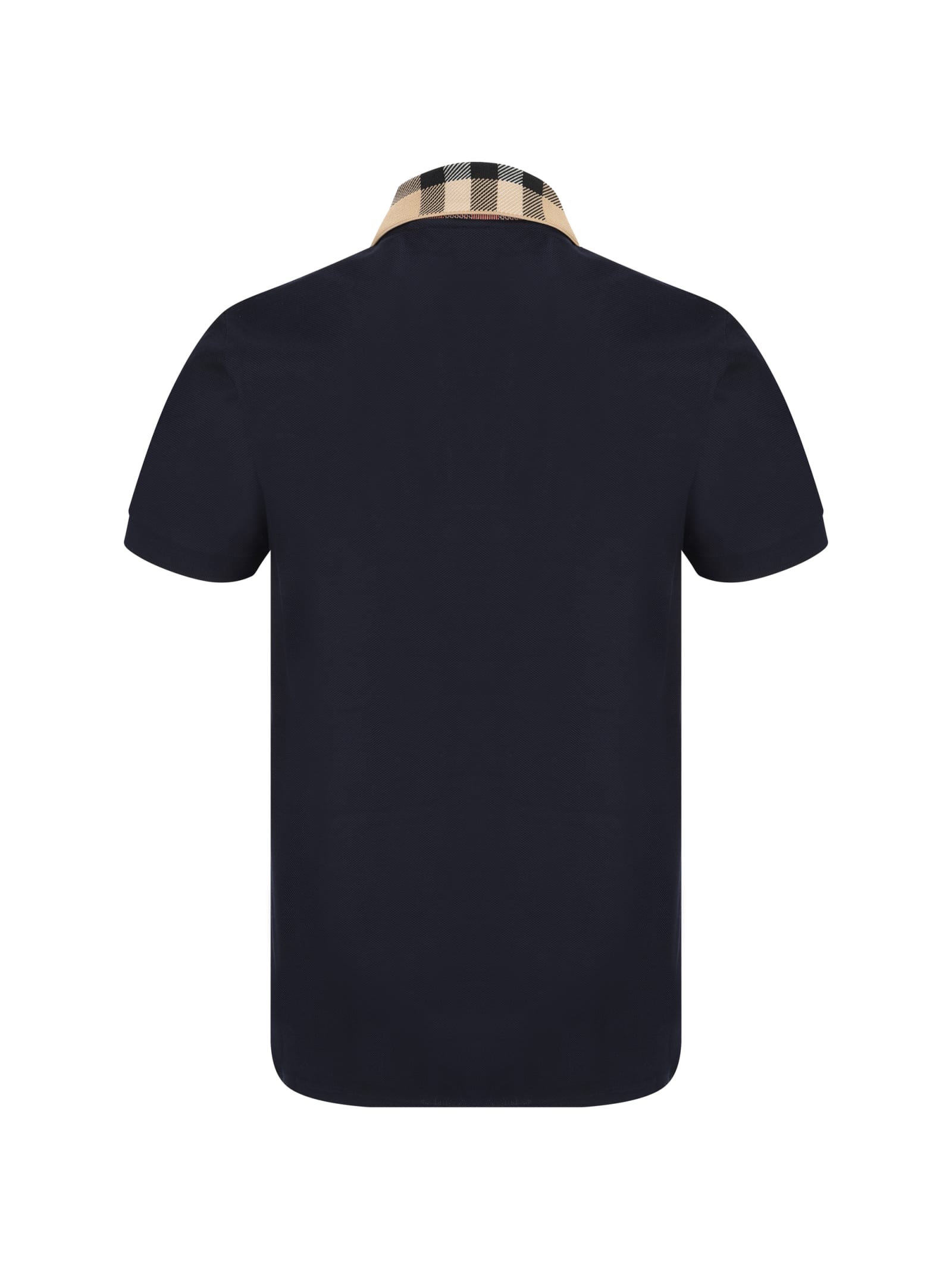Burberry Piquet Polo Shirt With Check Collar Man In Multi