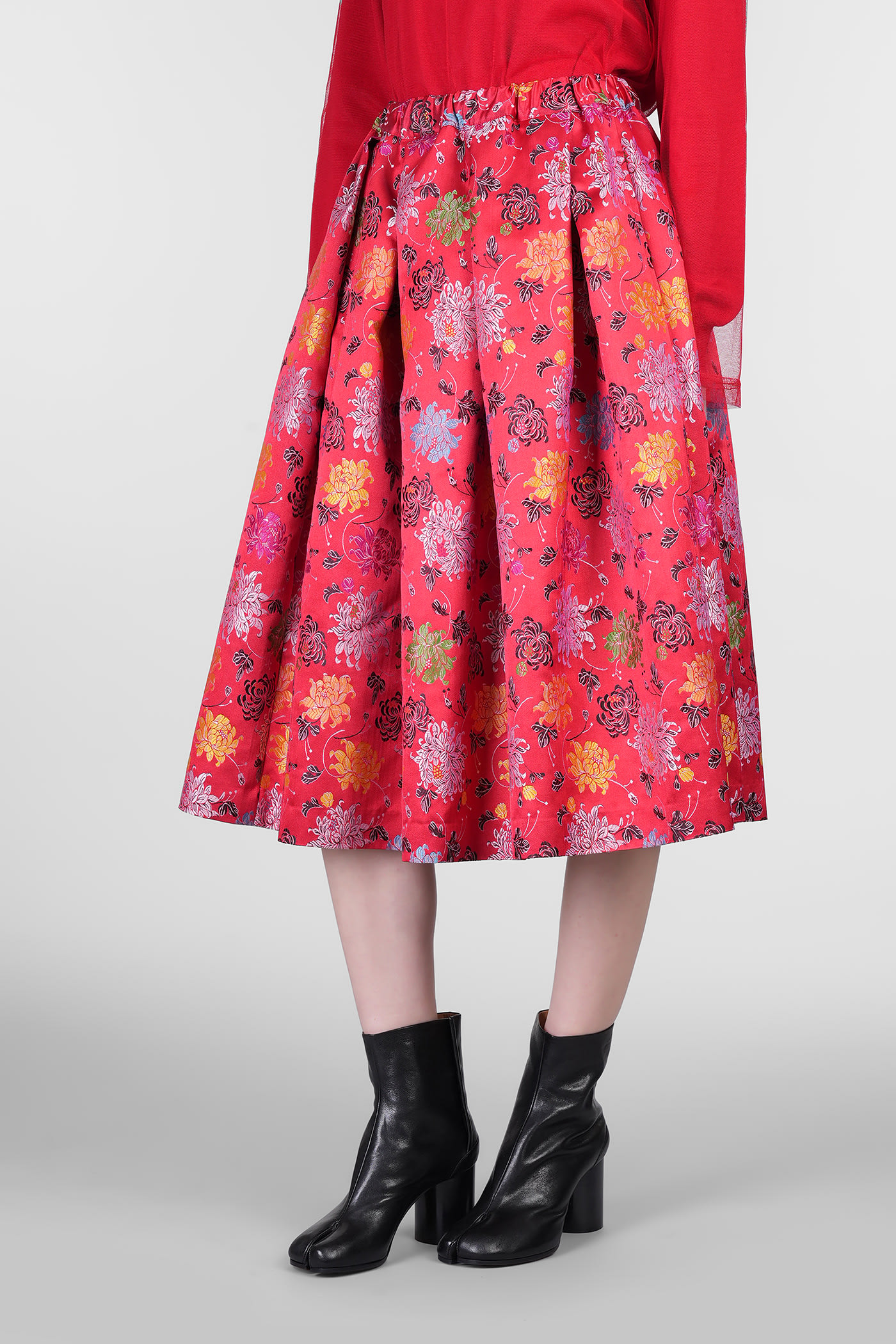 Shop Comme Des Garçons Skirt In Red Polyester