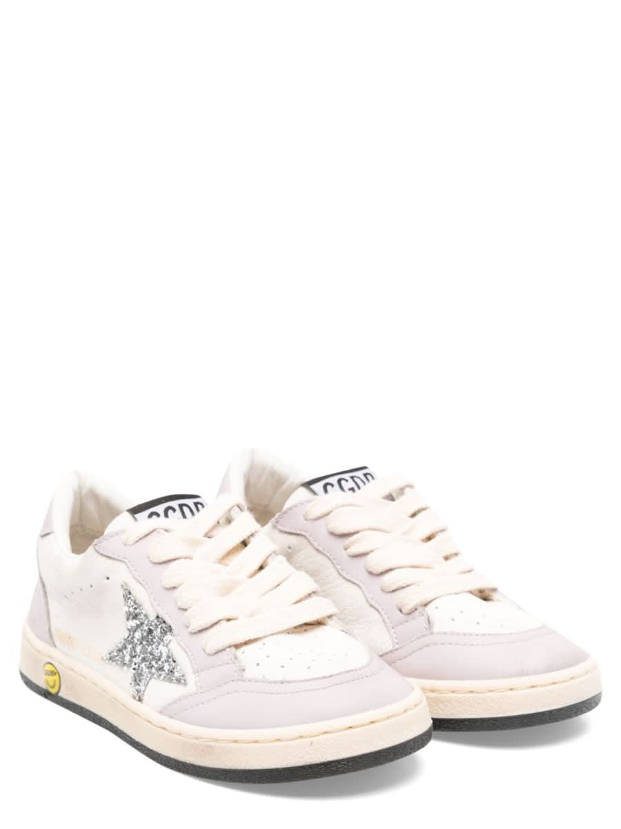 Golden Goose 'ball Star' Leather Sneakers Kids In White