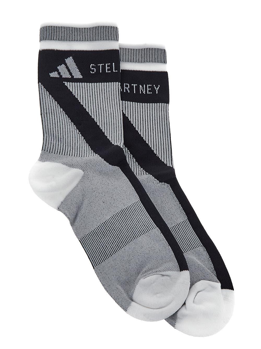 Shop Adidas By Stella Mccartney Logo Socks In Black White