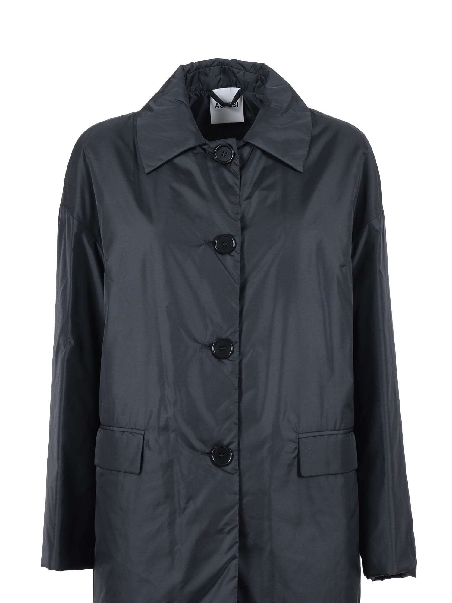 Aspesi Single-breasted Trench Coat In Gray
