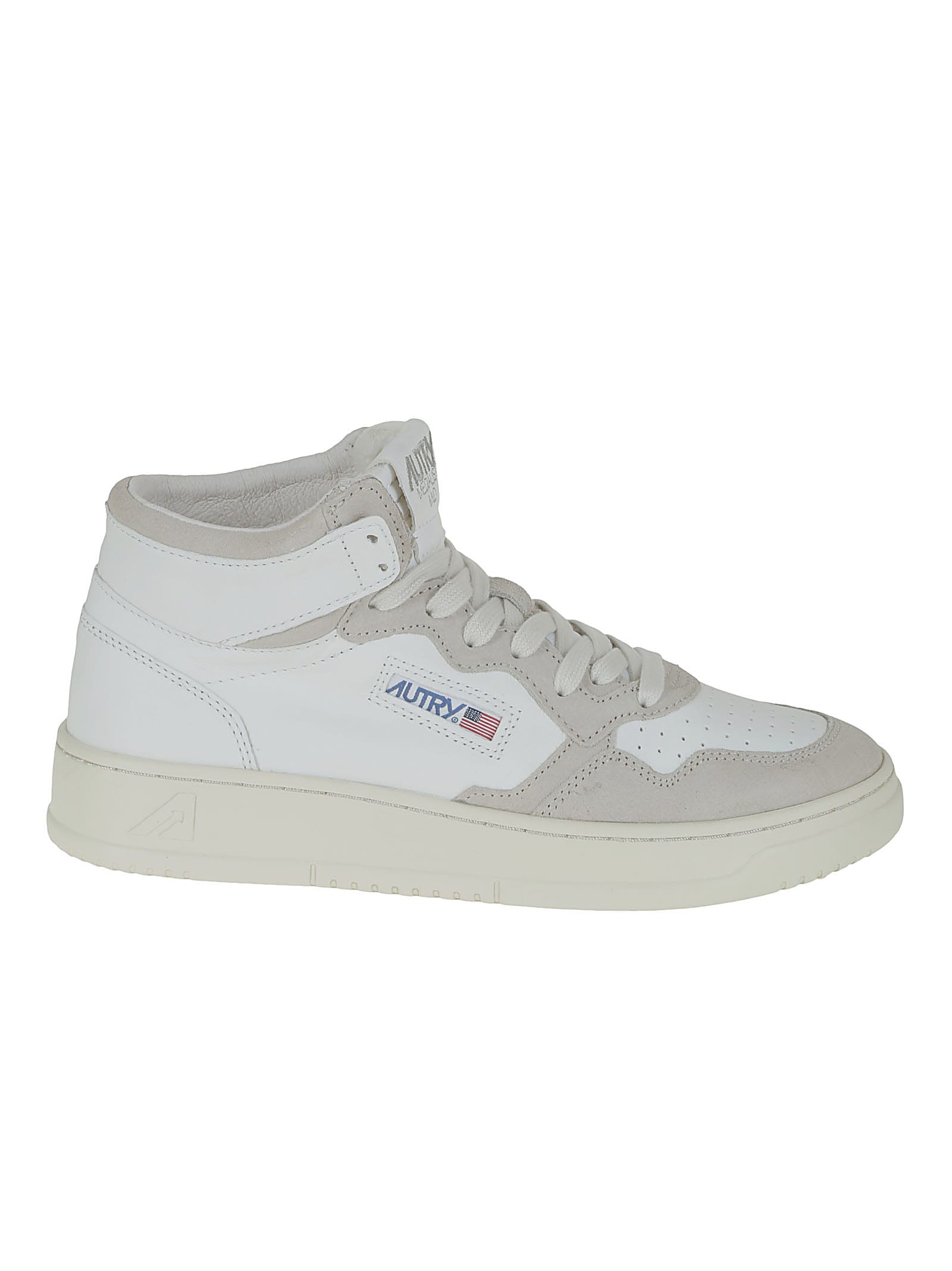 Autry 01 Mid Goat Suede White
