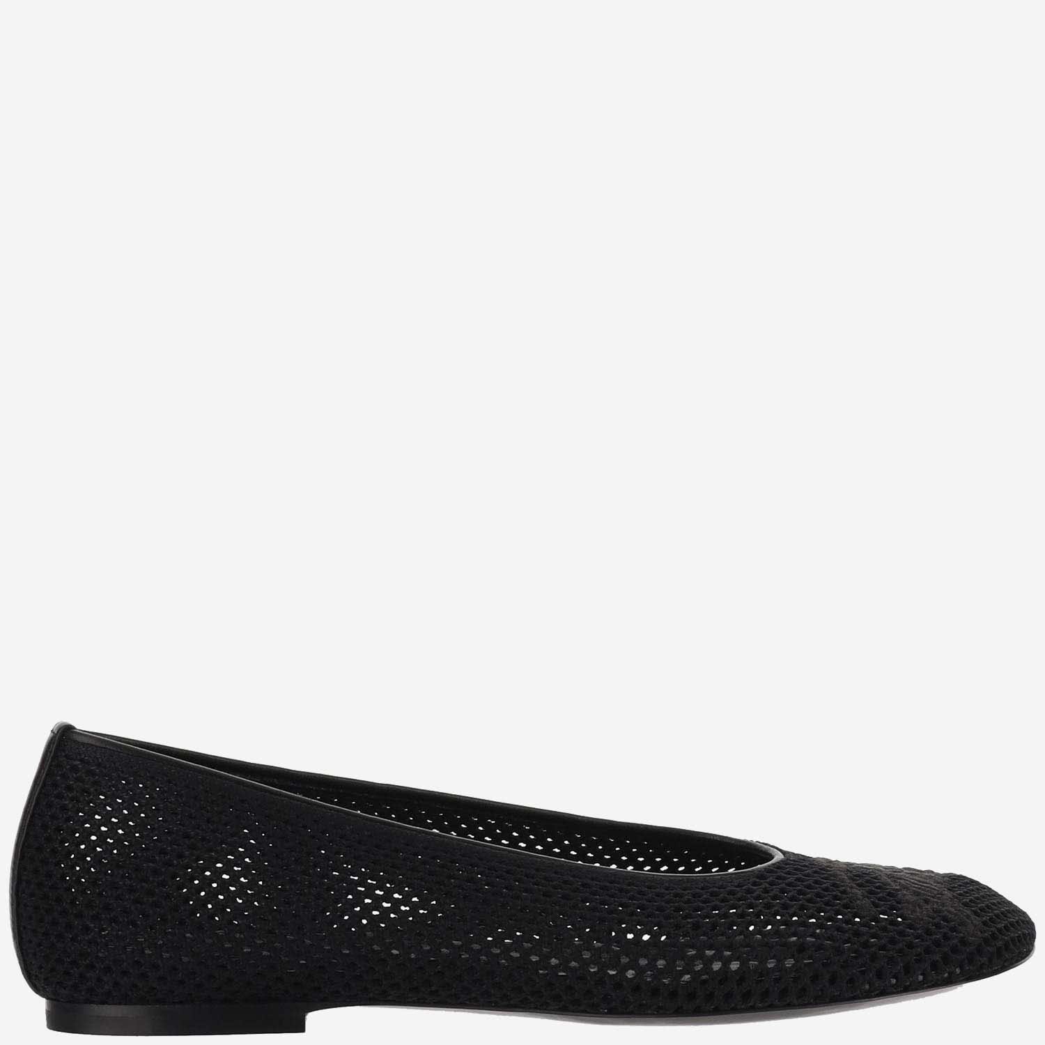 Burberry Mesh Ballet Flats With Logo In Black