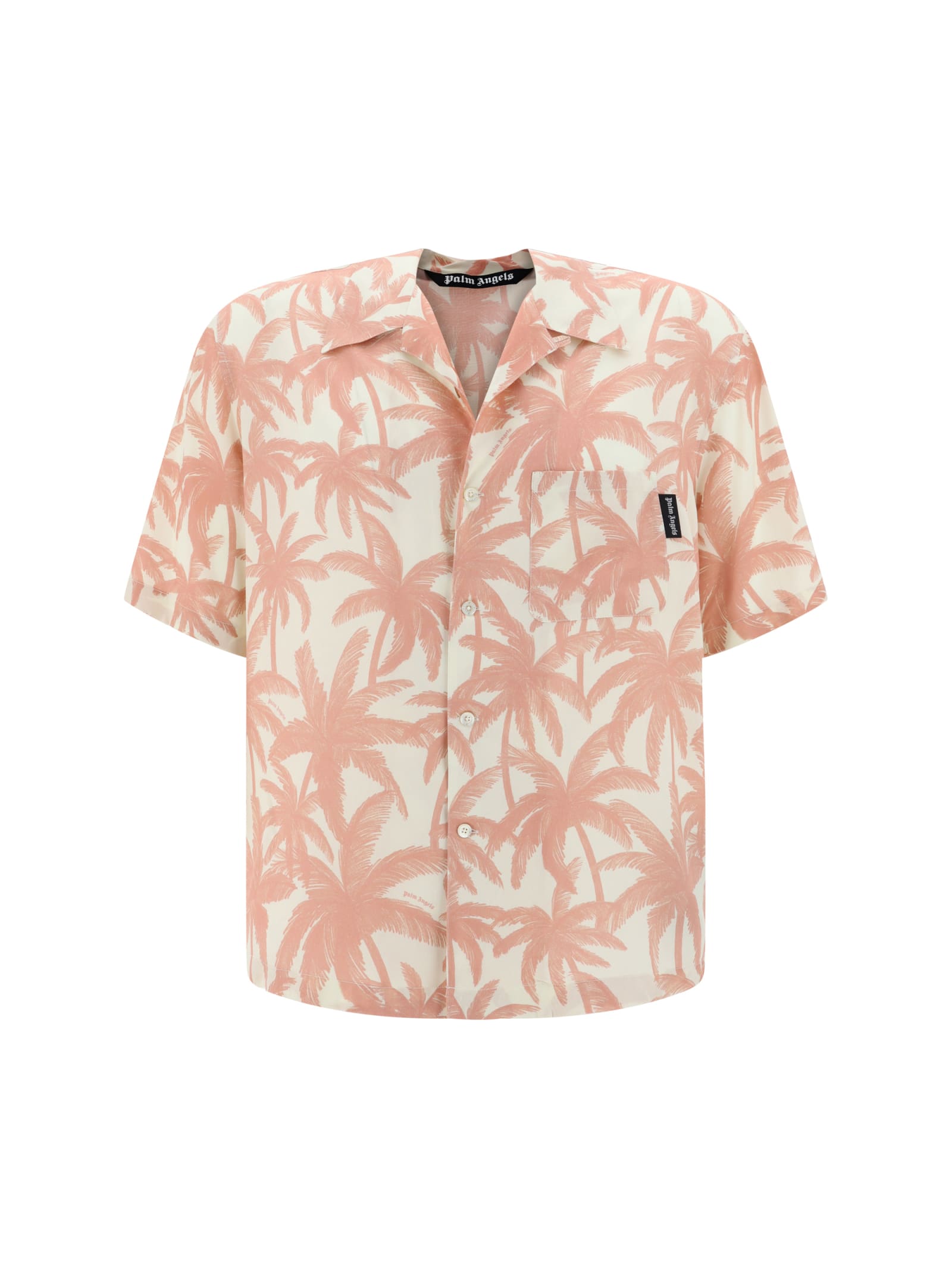 Shop Palm Angels Shirt In Pink/white