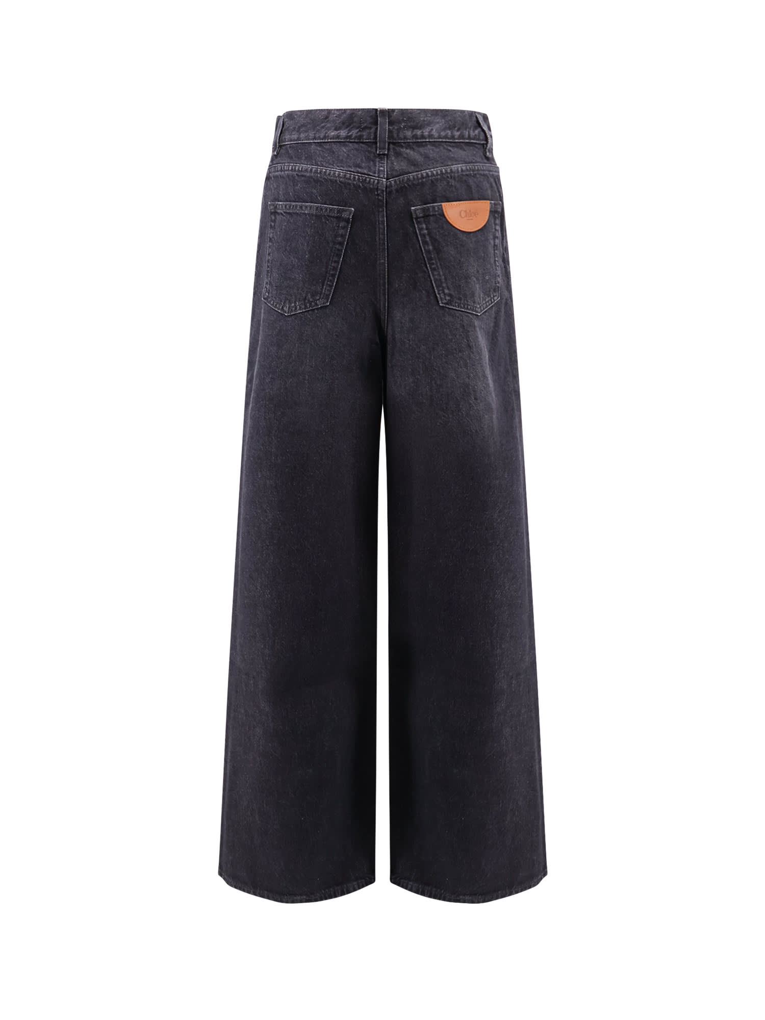 Chloé Jeans With Iconic Leather Logo Tag In Blue
