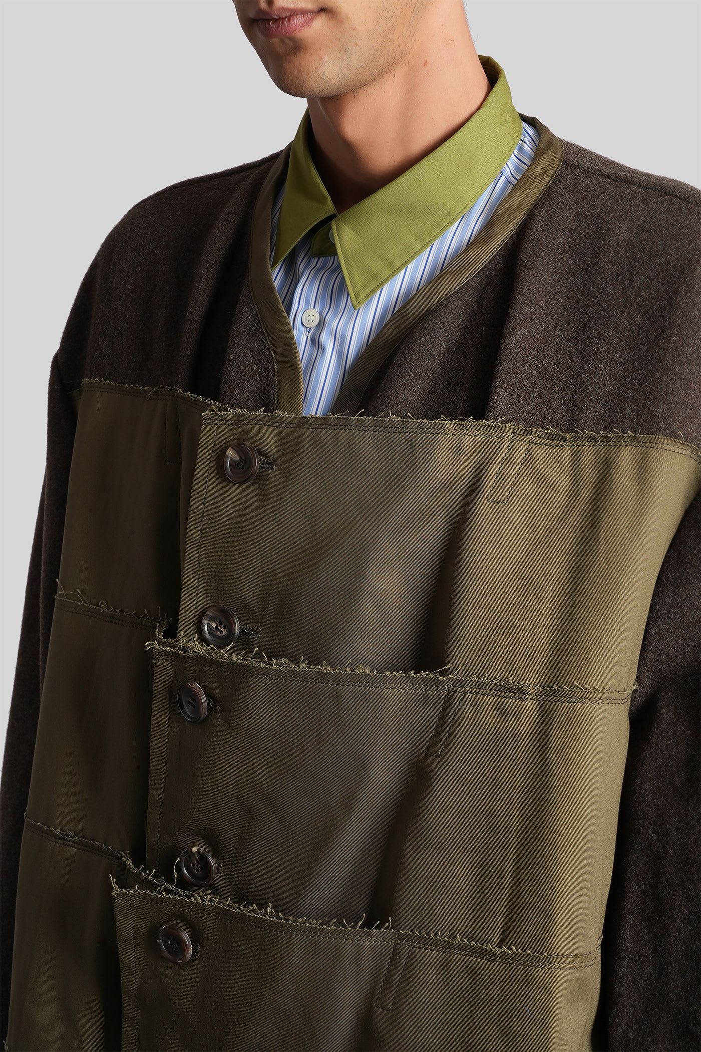 Comme Des Garçons Homme Deux Wool-blend Layered Overcoat In Black