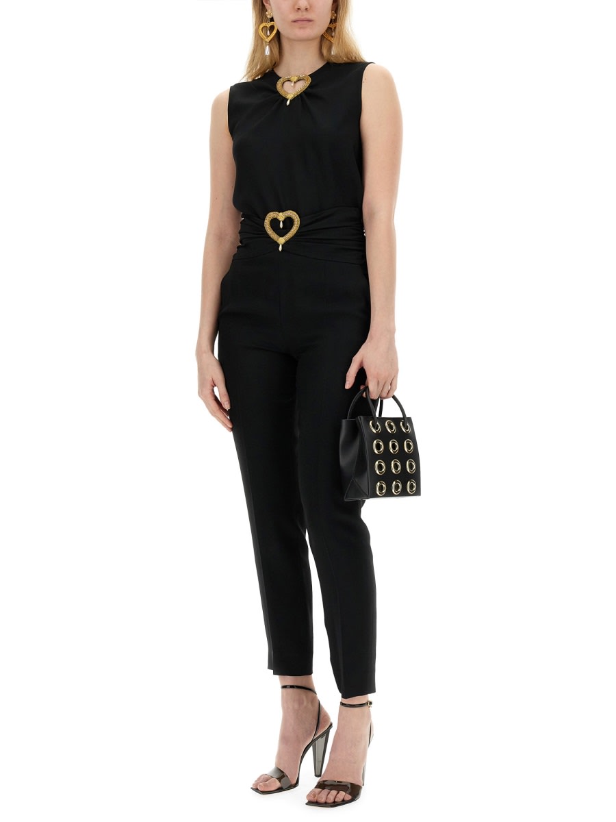 Shop Moschino Pants With Heart Application In Black