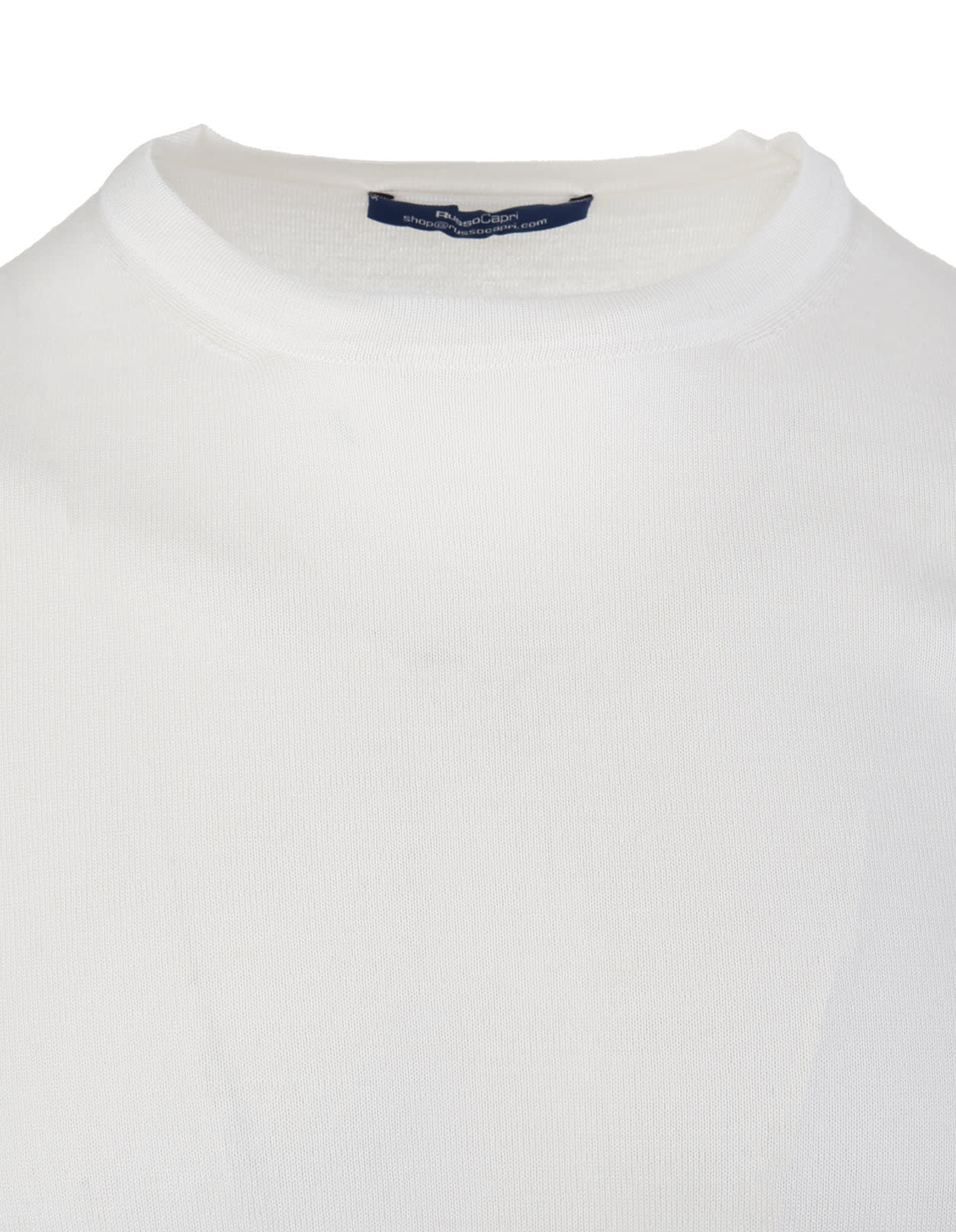 FEDELI FEDELI MAN ROUND NECK PULLOVER IN WHITE CASHMERE AND SILK