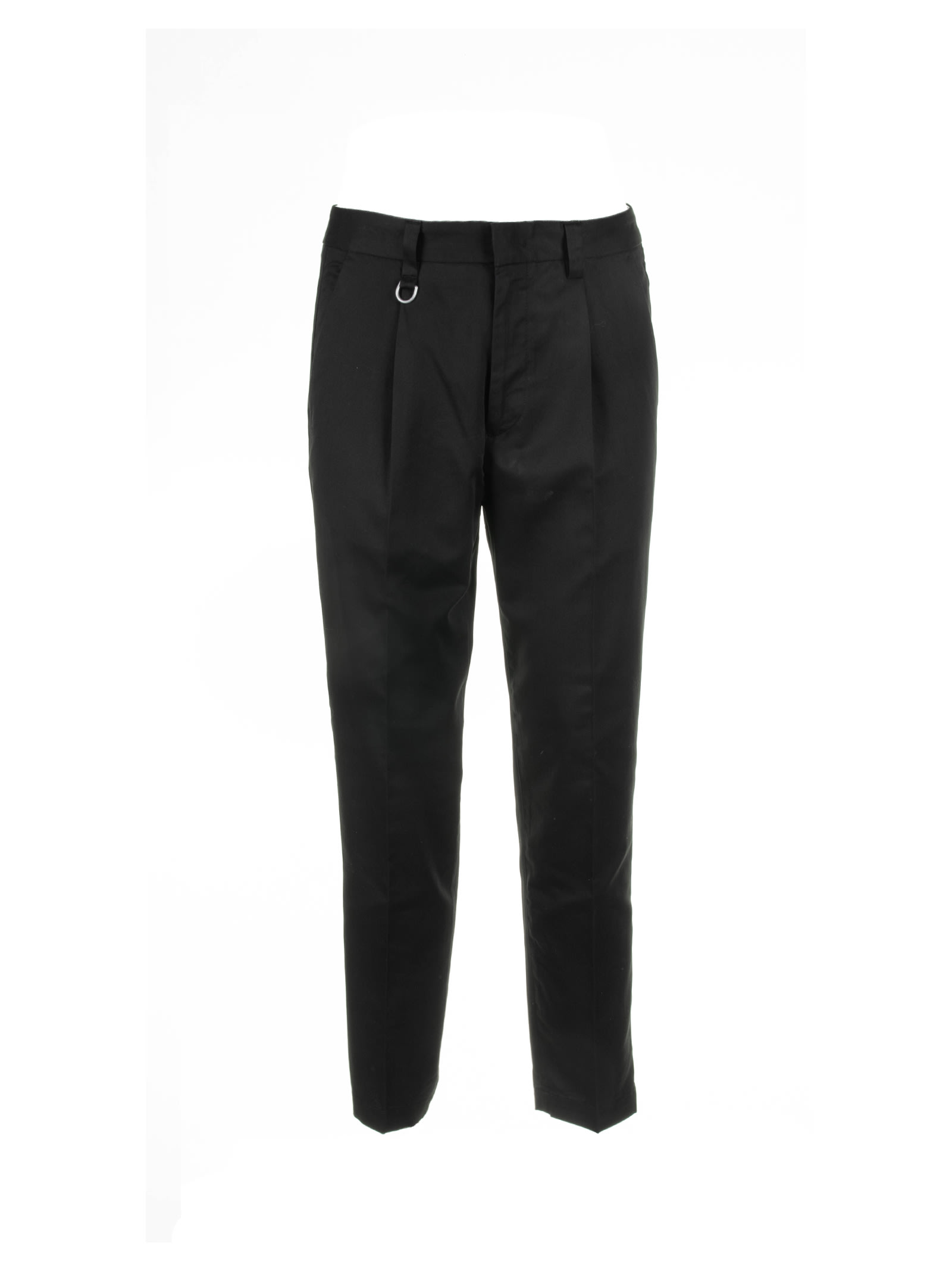 Black Trousers In Cotton And Linen Blend