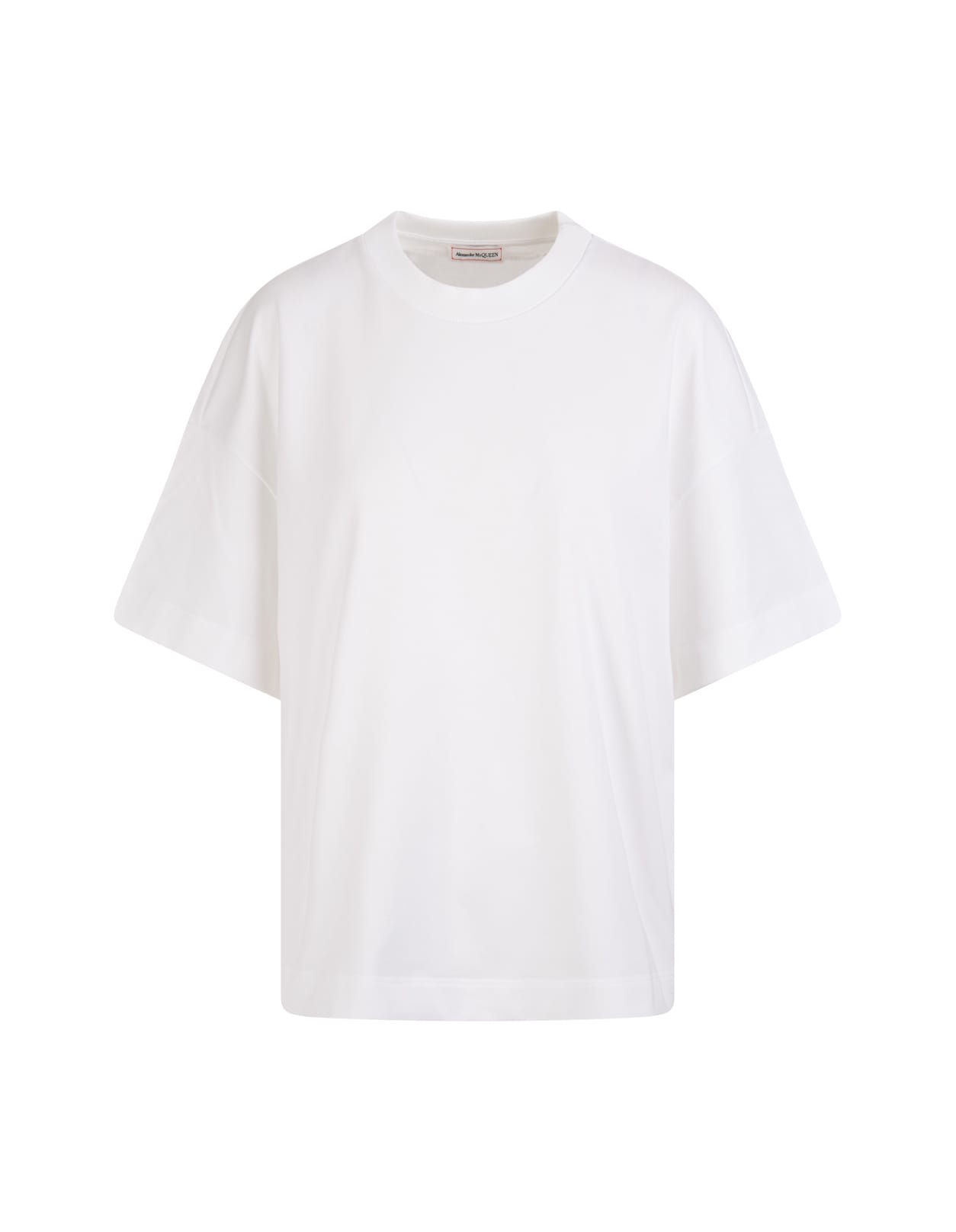 Alexander McQueen Woman White Oversize T-shirt With Tonal Embroidered Logo
